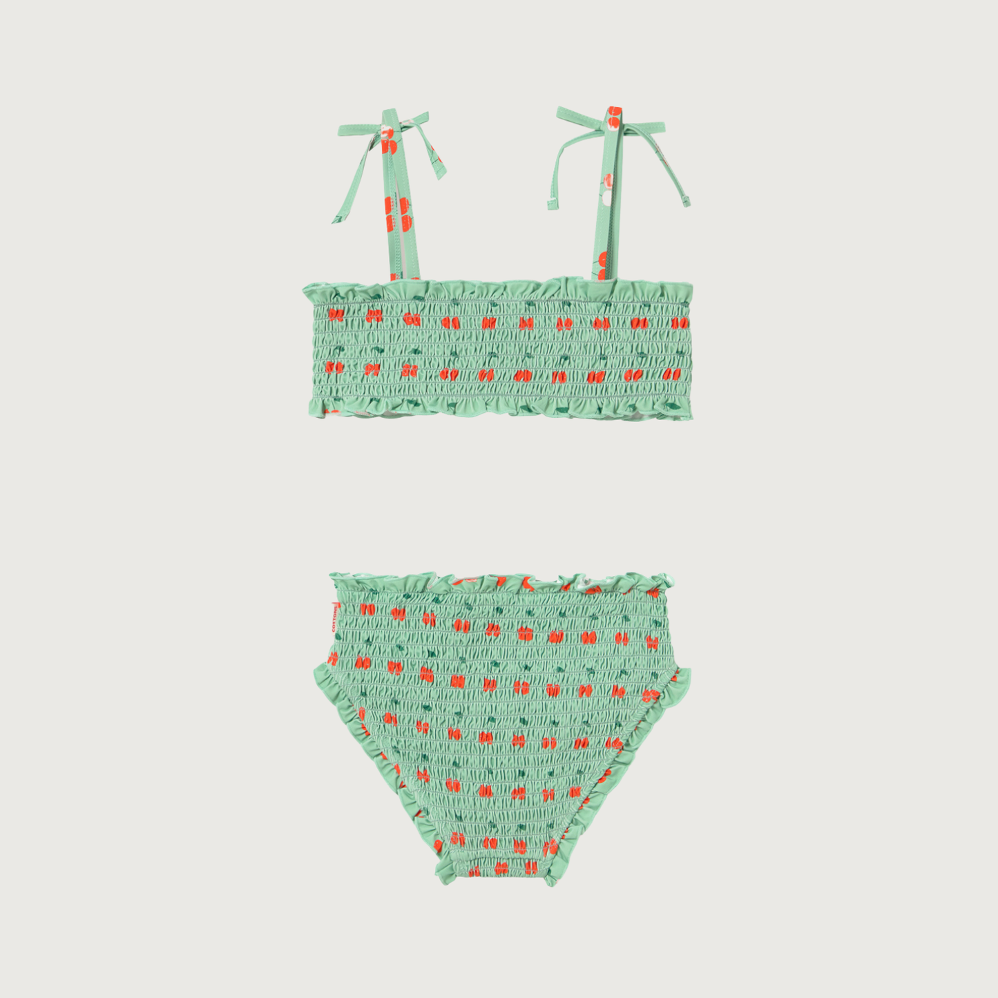 Tinycottons CHERRIES smock swim set washed emerald
