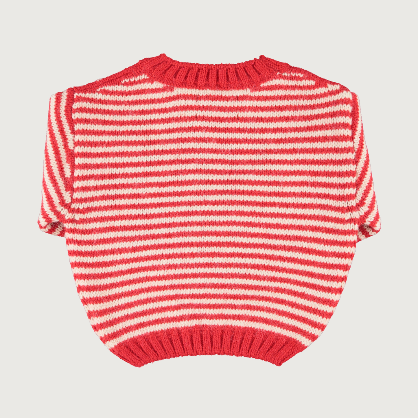 Piupiuchick Knitted sweater ecru and red stripes