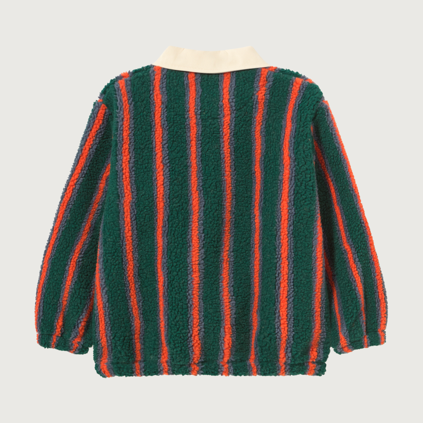 Tinycottons Multicolor stripes sherpa collar sweatshirt base dark green