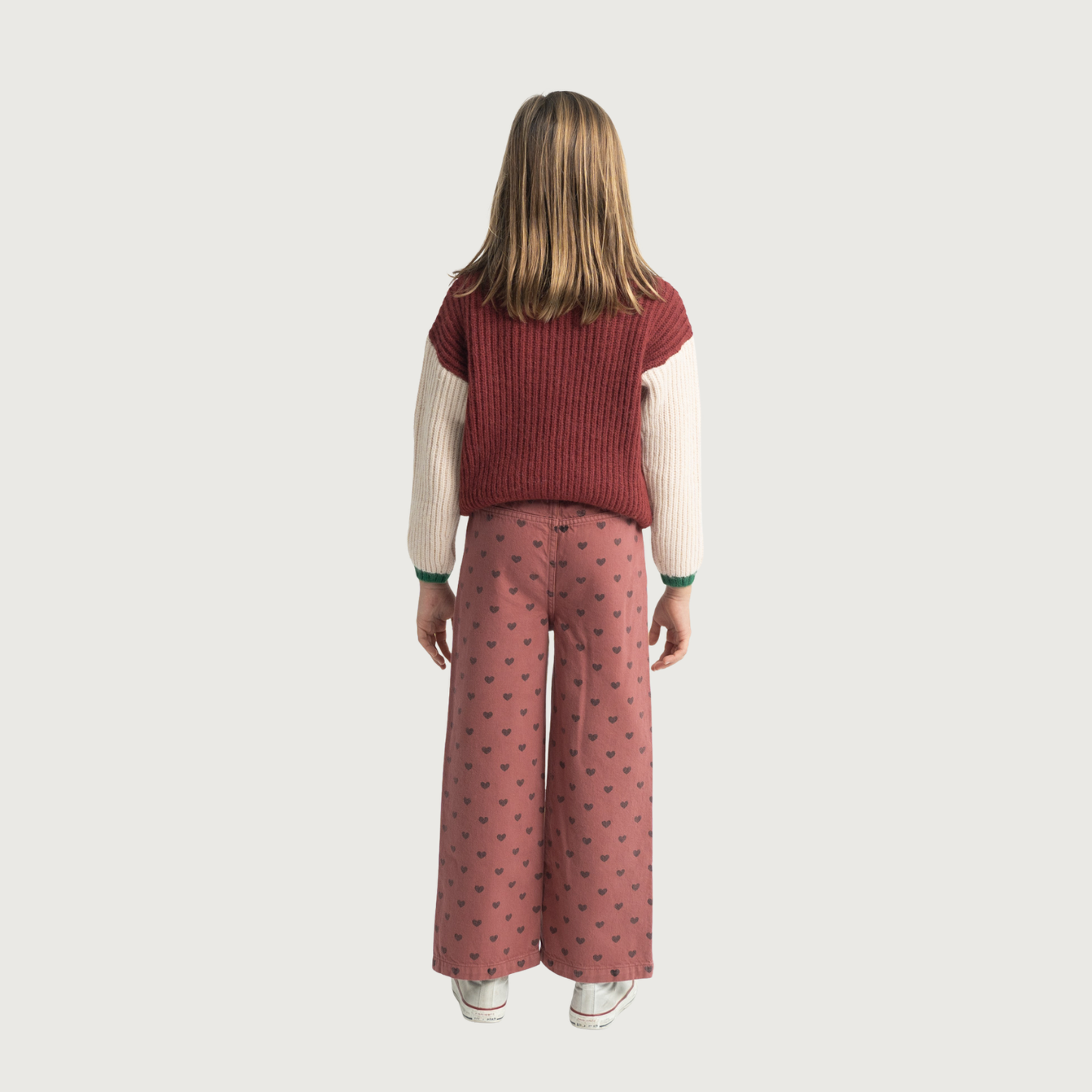 Piupiuchick Flare trousers pink with black hearts