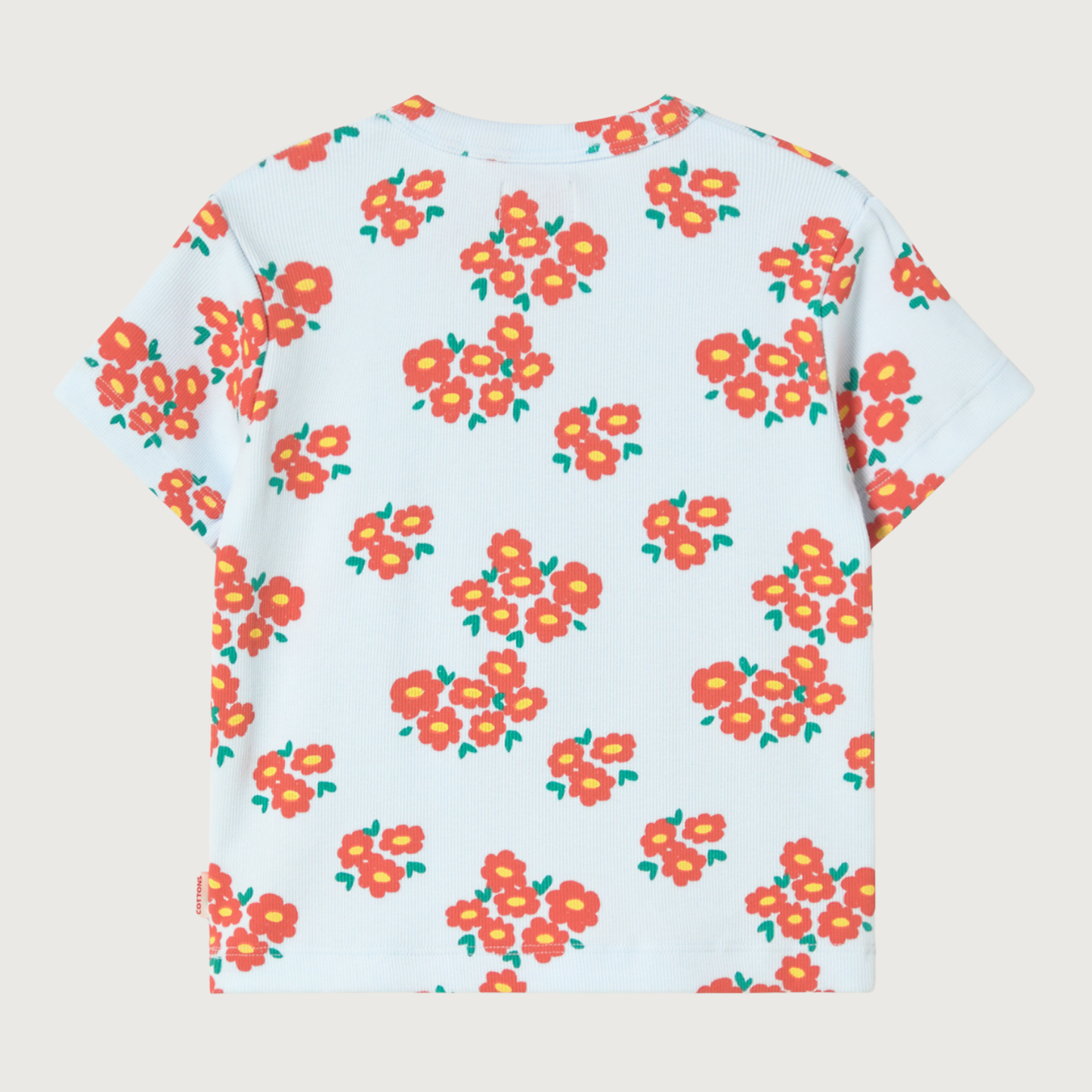 Tinycottons BLOSSOMS rib tee ice blue