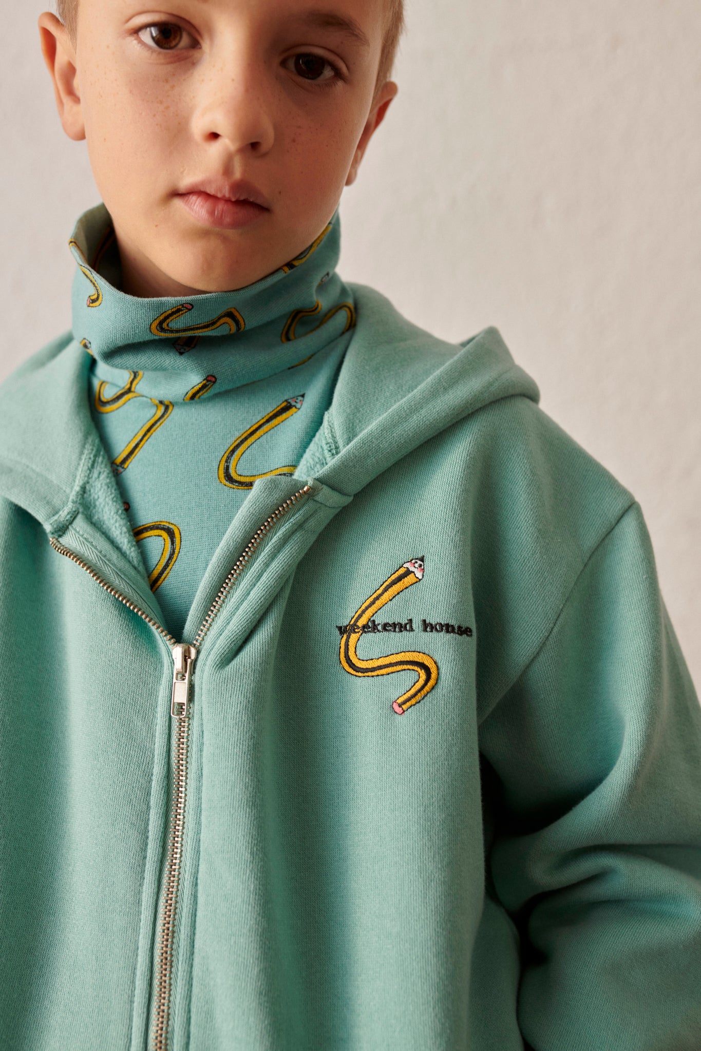Weekend House Kids PENCILS all over turtle neck turquoise