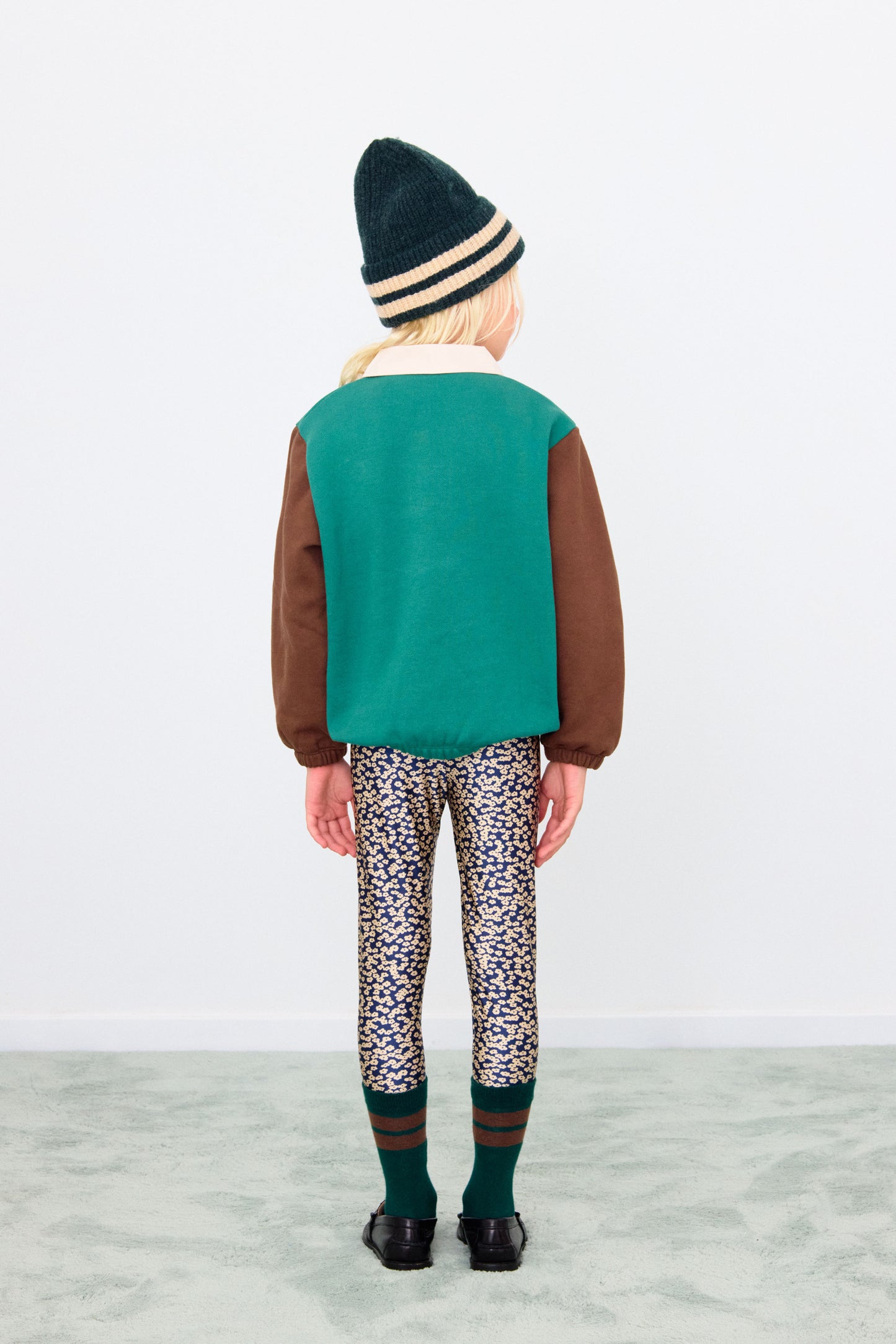 Tinycottons COLOR BLOCK polo sleeve tee dark green