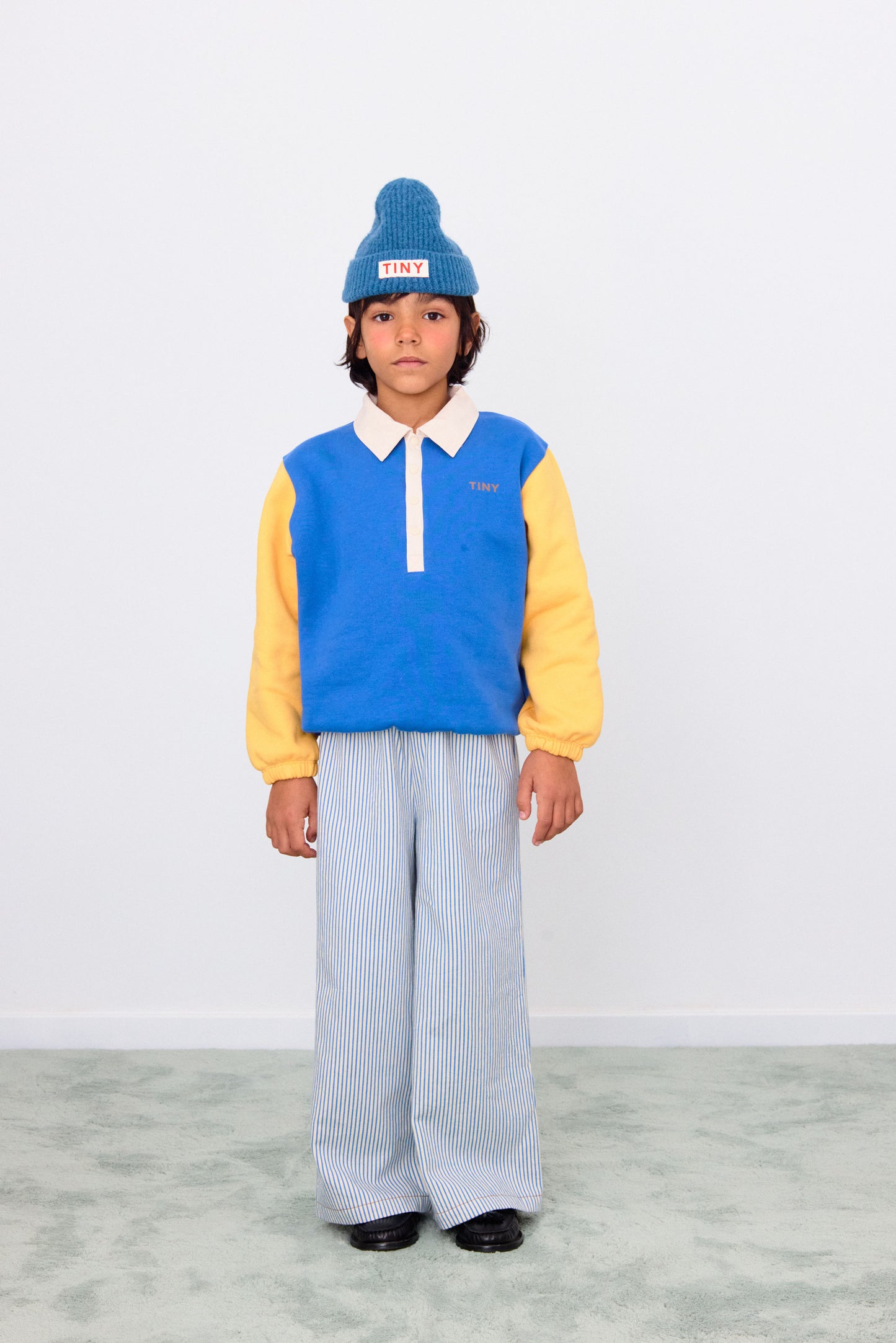 Tinycottons COLOR BLOCK polo sleeve tee dark blue
