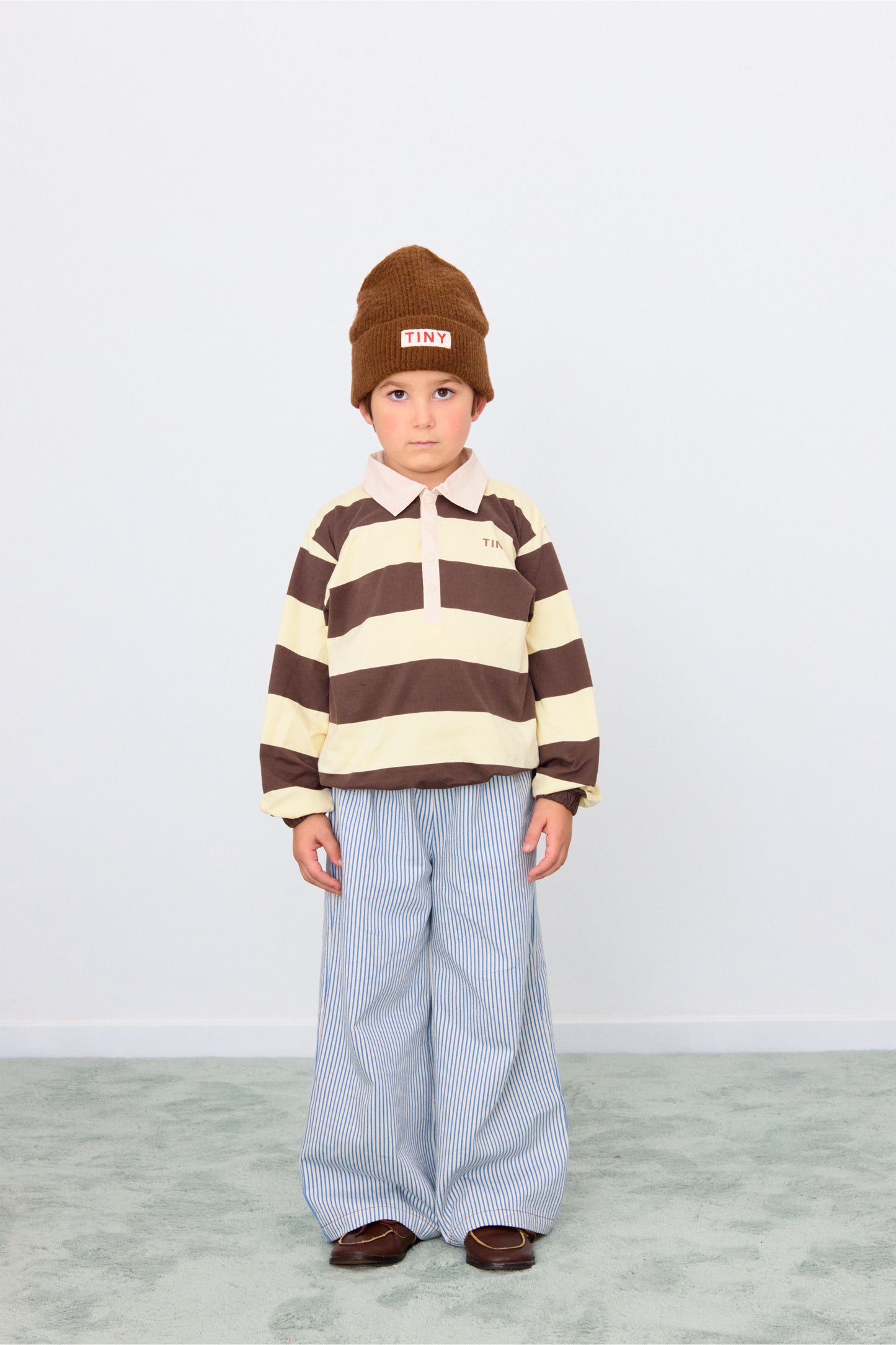 Tinycottons STRIPES polo sleeve tee dusty yellow