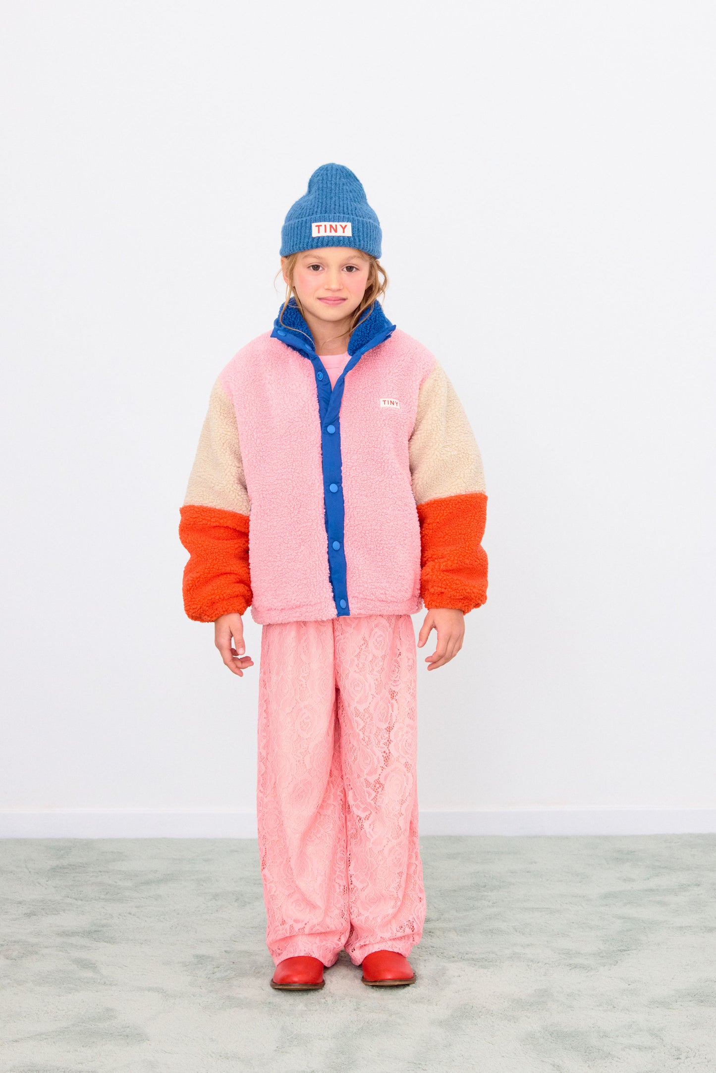 Tinycottons COLOR BLOCK polar sherpa jacket summer red