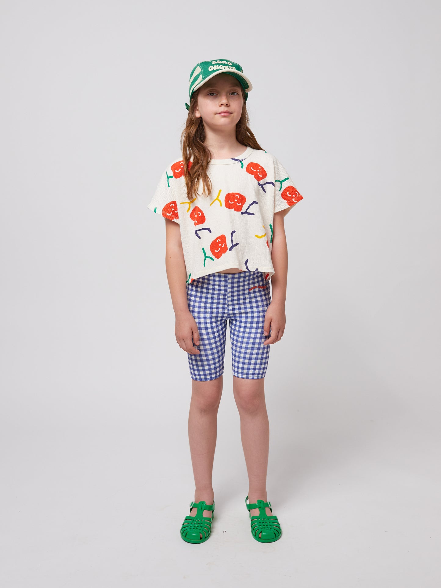 Bobo Choses SMILING ALLOVER cropped T-shirt offwhite