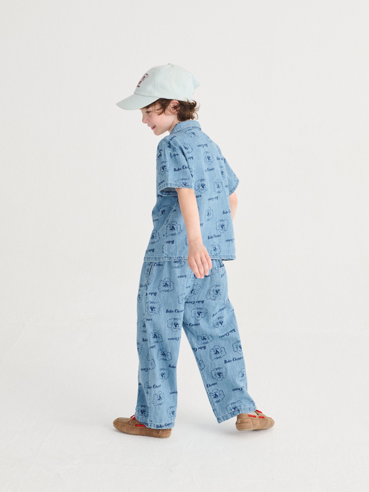 Bobo Choses PICKLES THE DOG all over denim shirt prussian blue