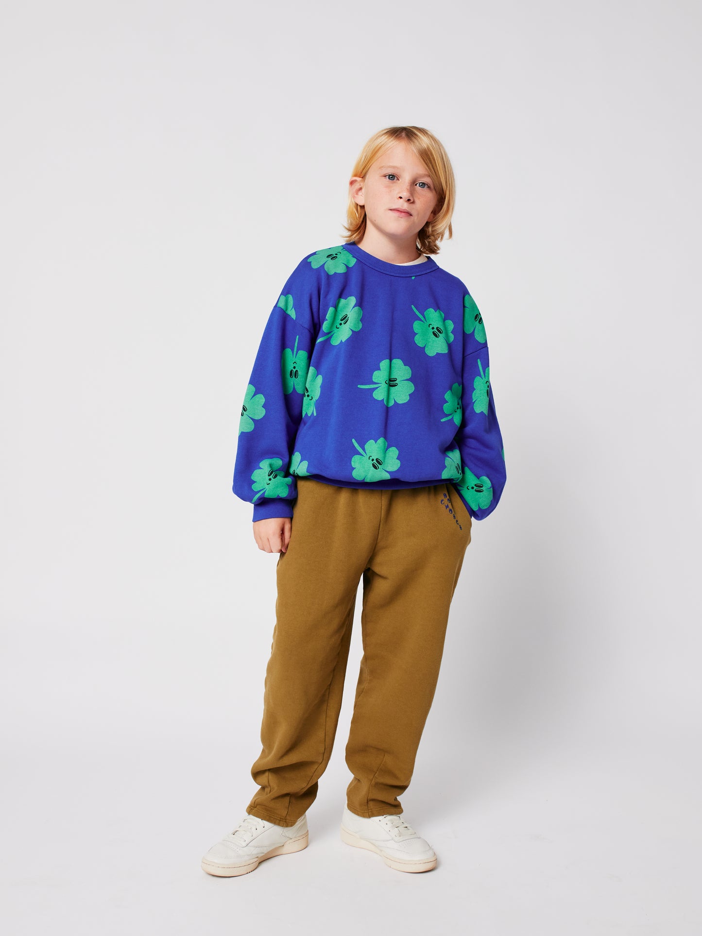 Bobo Choses LUCKY CLOVER all over sweatshirt blue