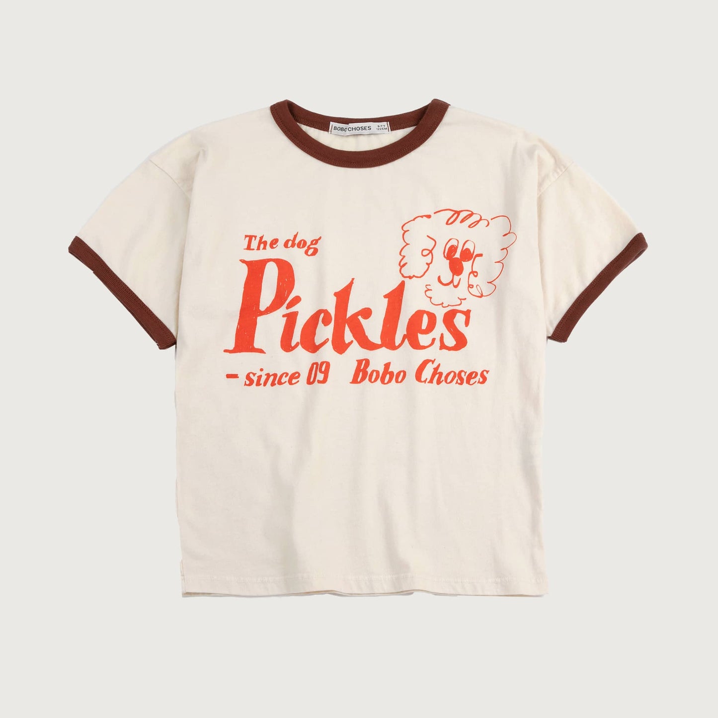 Ecru t-shirt met PICKLES de hond Bobo Choses