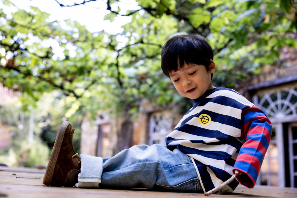 Wynken DUO STRIPE Tee navy ecru