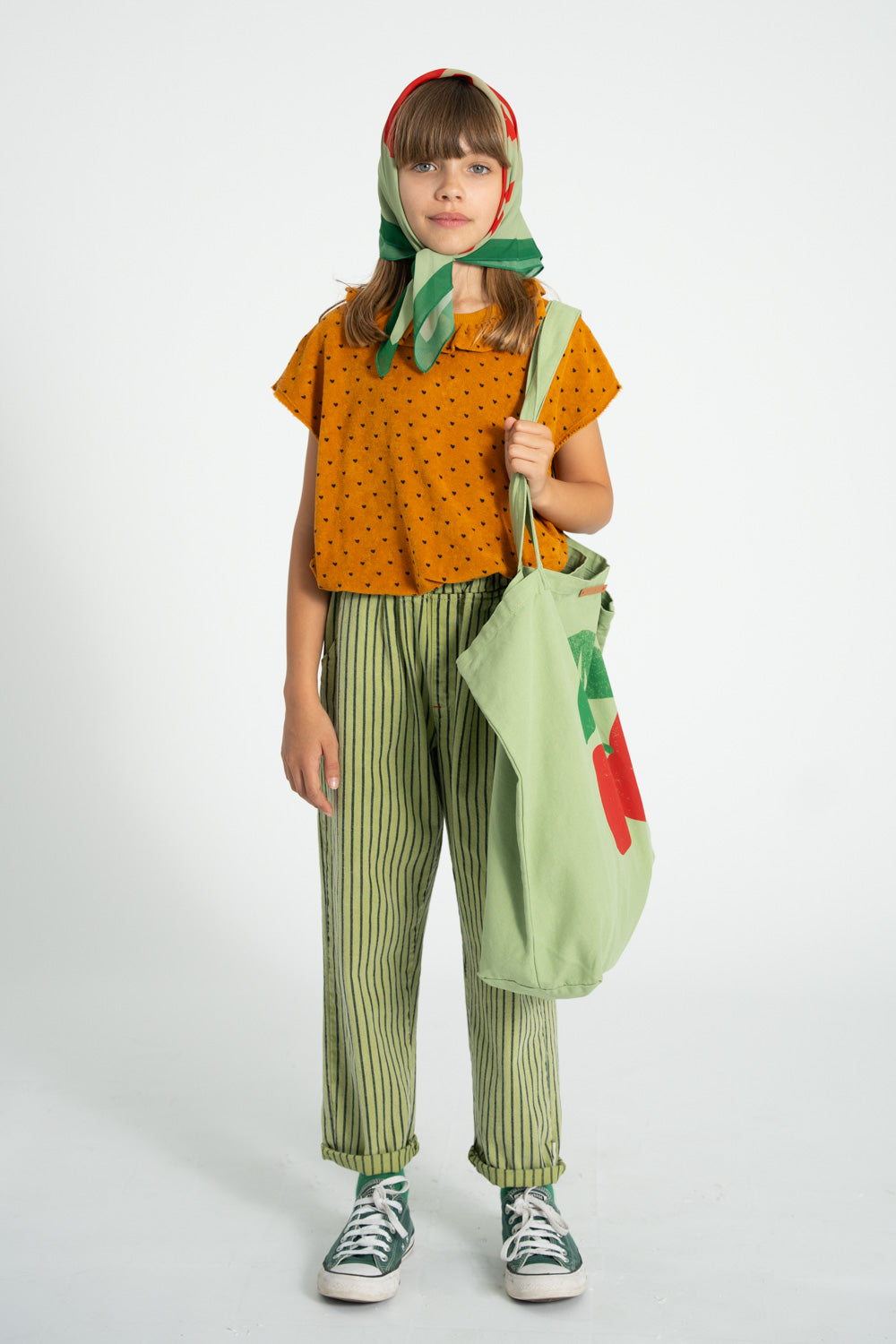 Piupiuchick XL bag light olive with CHERRY print
