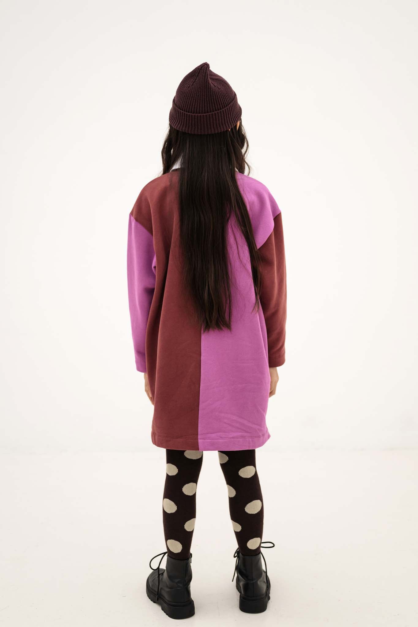 Repose AMS Polo dress orchid mulberry color block