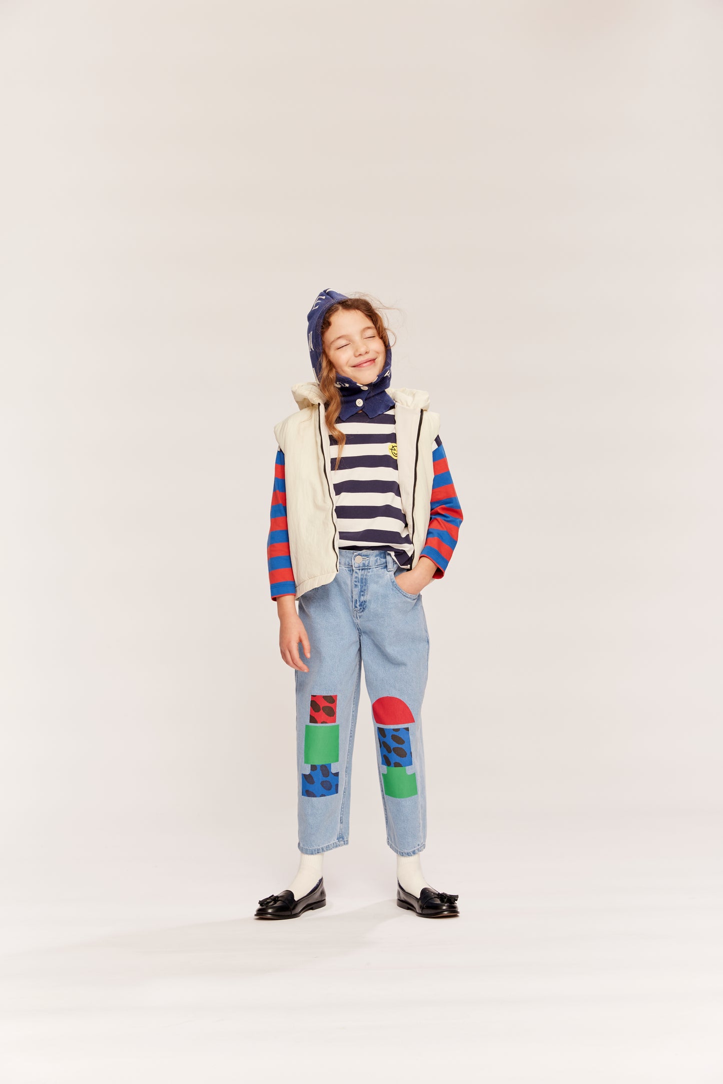 Wynken DUO STRIPE Tee navy ecru