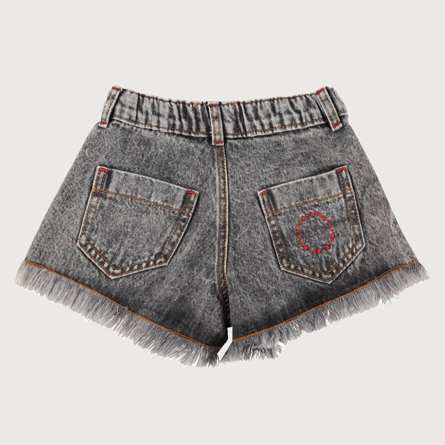 Piupiuchick Shorts with FRINGES washed black denim