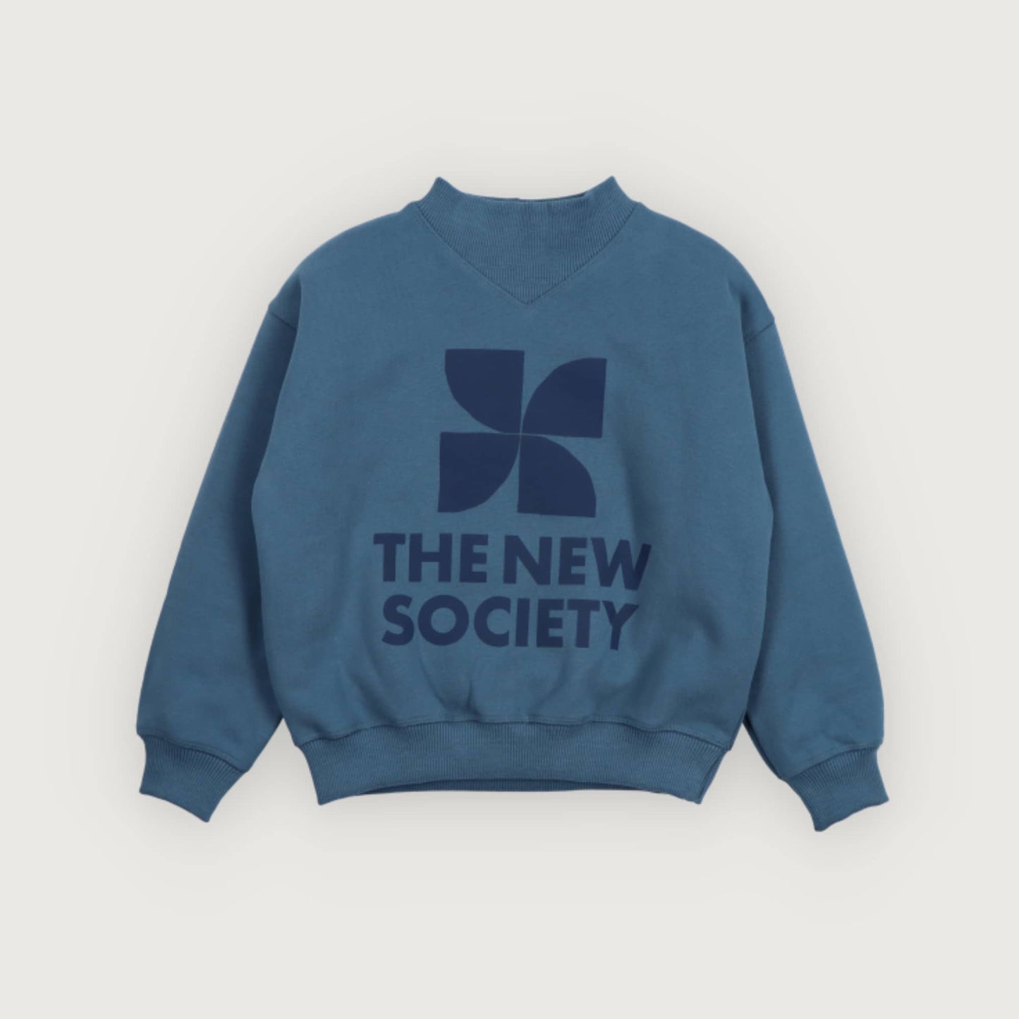 The New Society TNS LOGO rib collar sweatshirt void blue