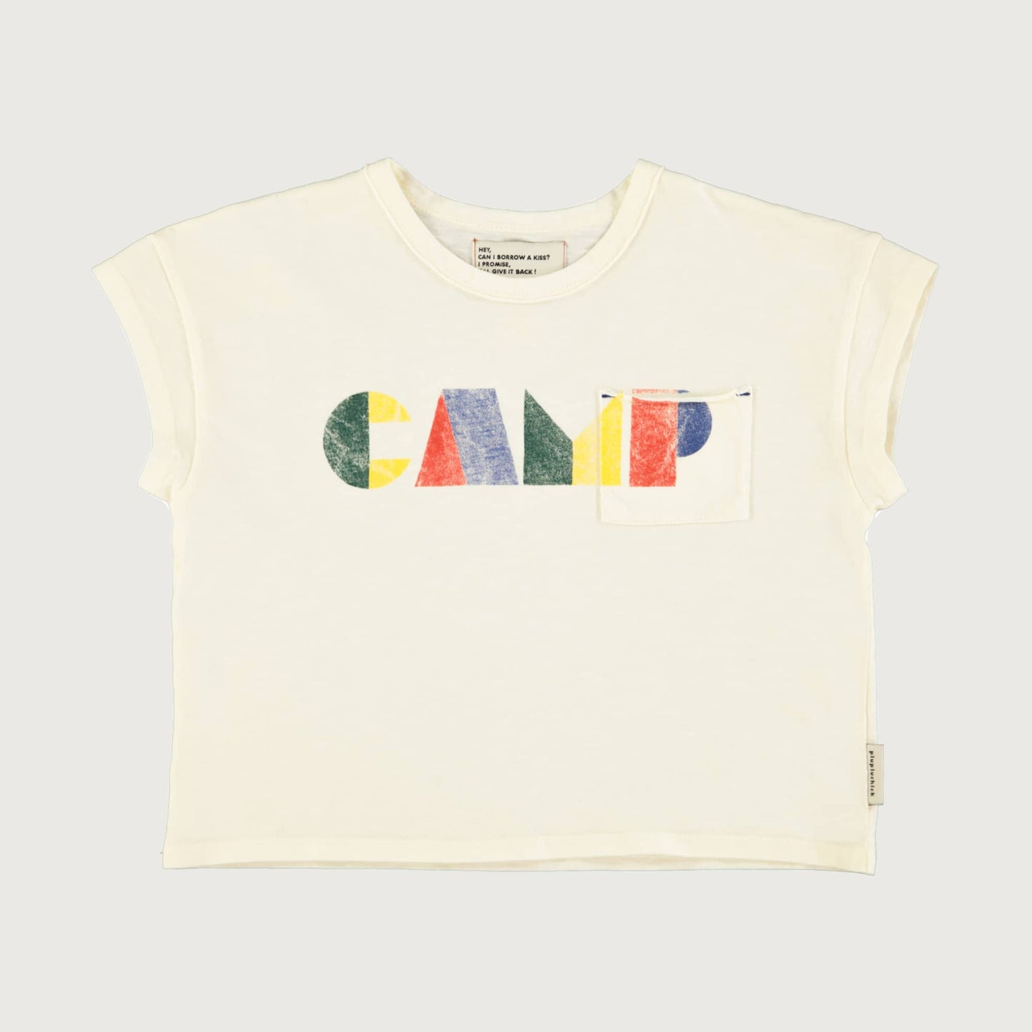 Piupiuchick ecru T-shirt with MULTICOLOR CAMP print