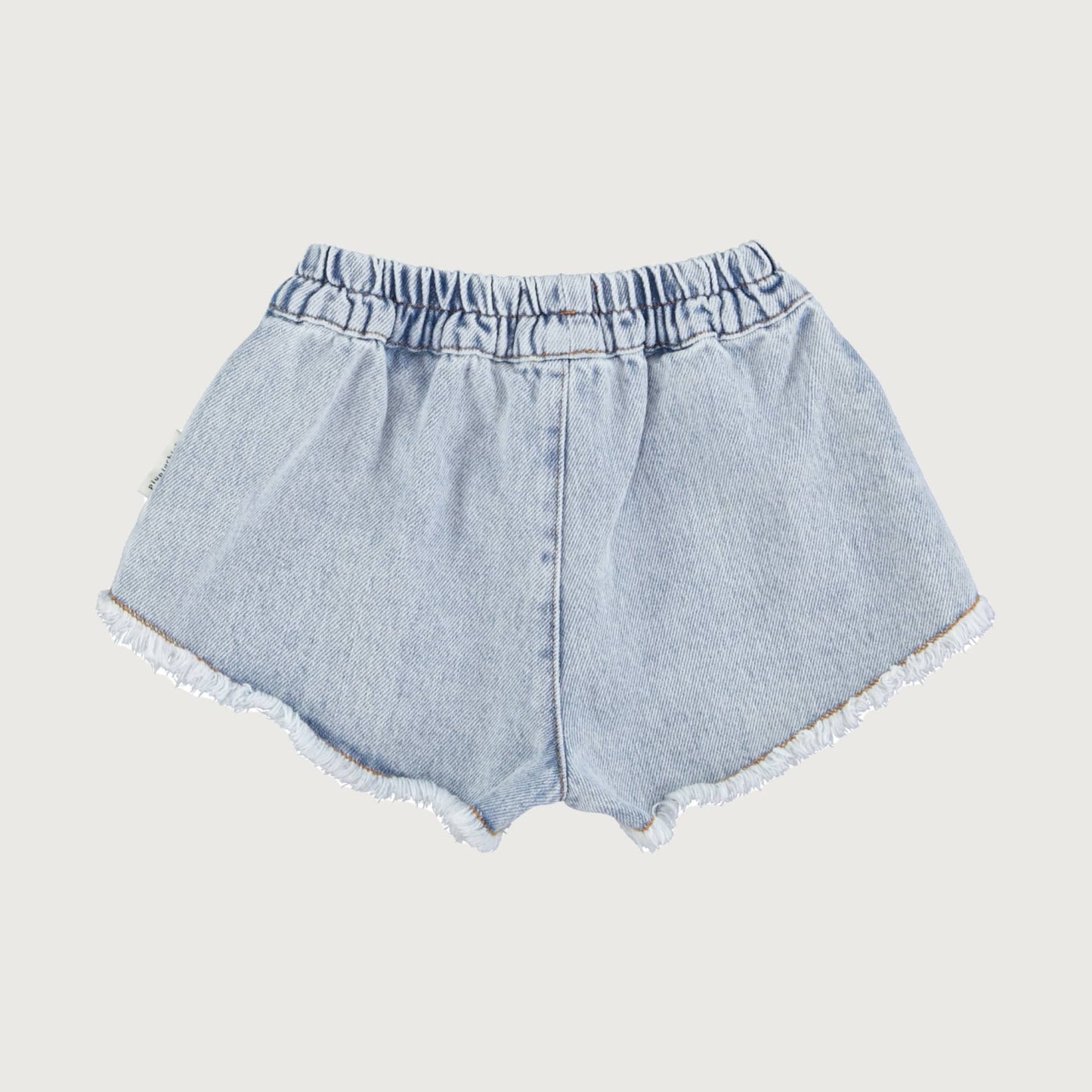 Piupiuchick washed blue denim short with fringes