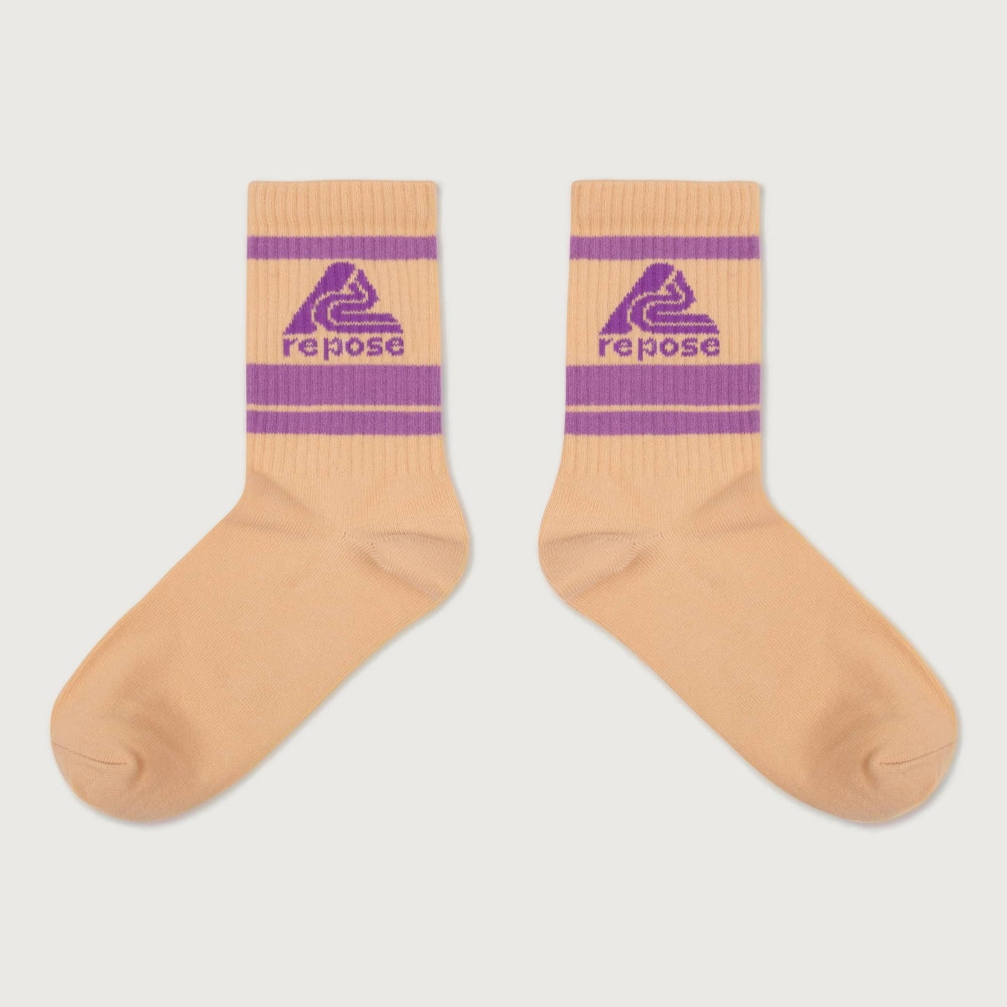 Repose AMS Sporty socks logo ecru purple
