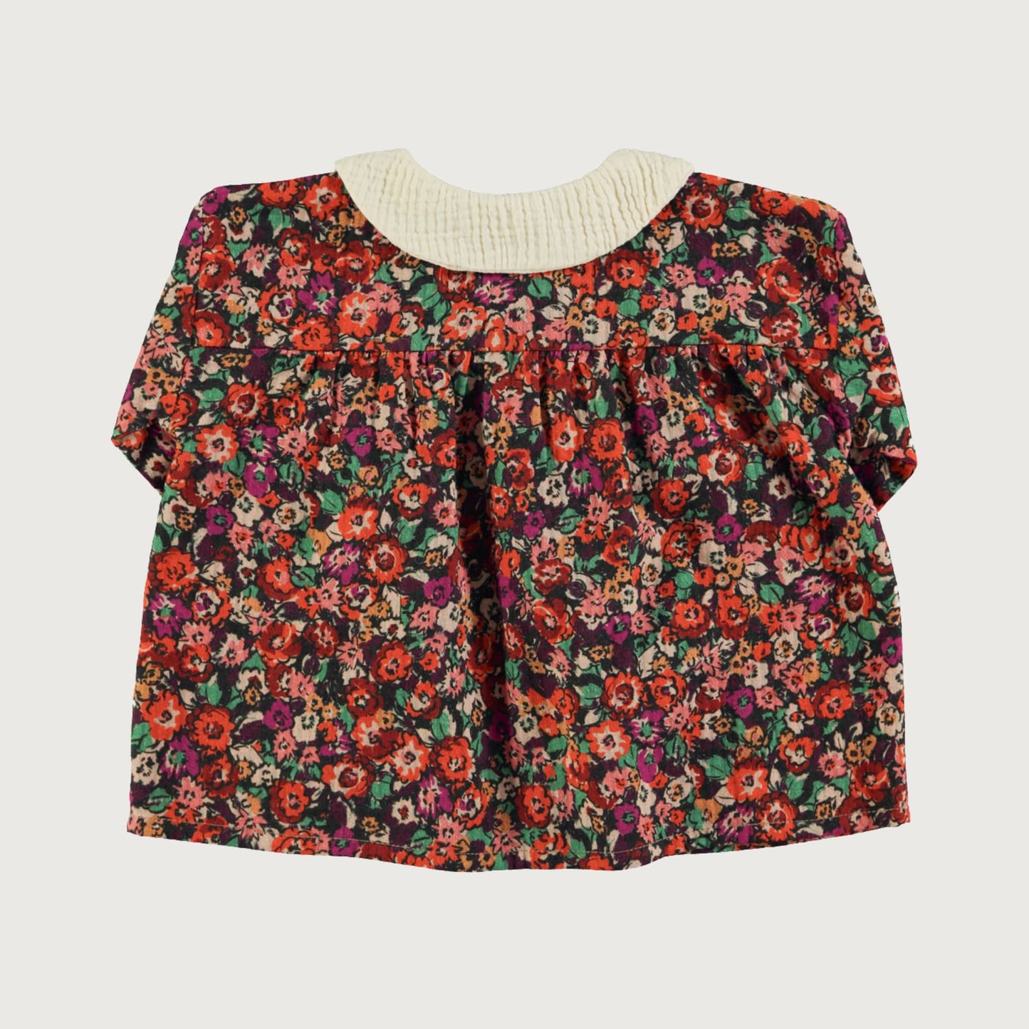 Piupiuchick Peter pan collar blouse multicolor flowers / 4Y