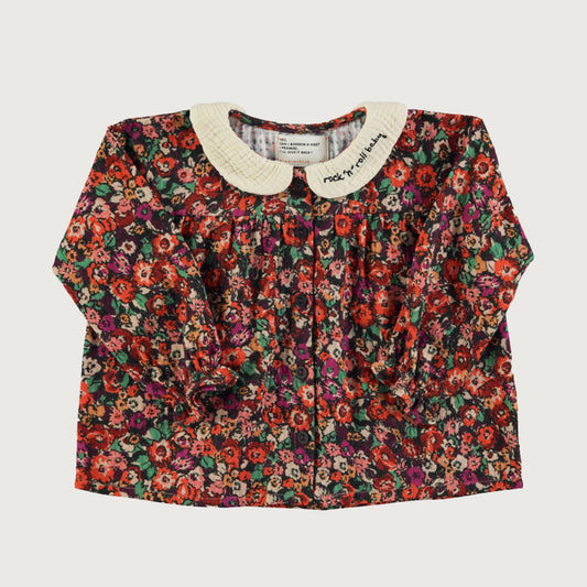 Piupiuchick Peter pan collar blouse multicolor flowers / 4Y