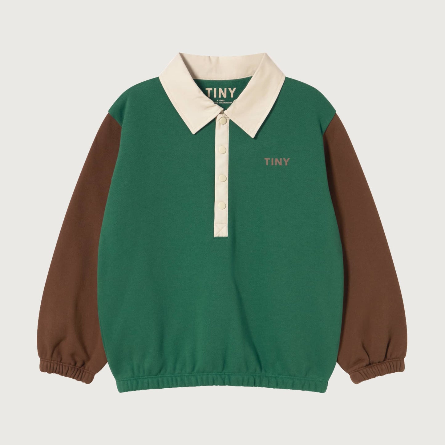 Tinycottons COLOR BLOCK polo sleeve tee dark green