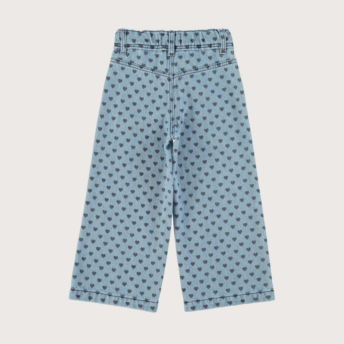 Piupiuchick Flare trousers washed blue denim with black HEARTS