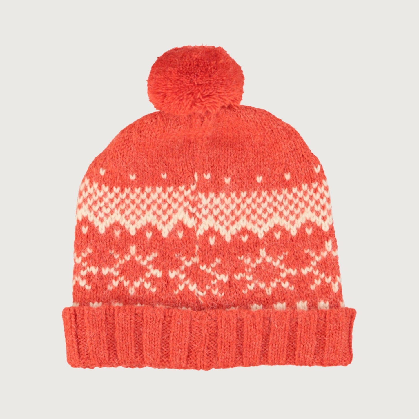 Piupiuchick Jacquard knitted hat with pompon red