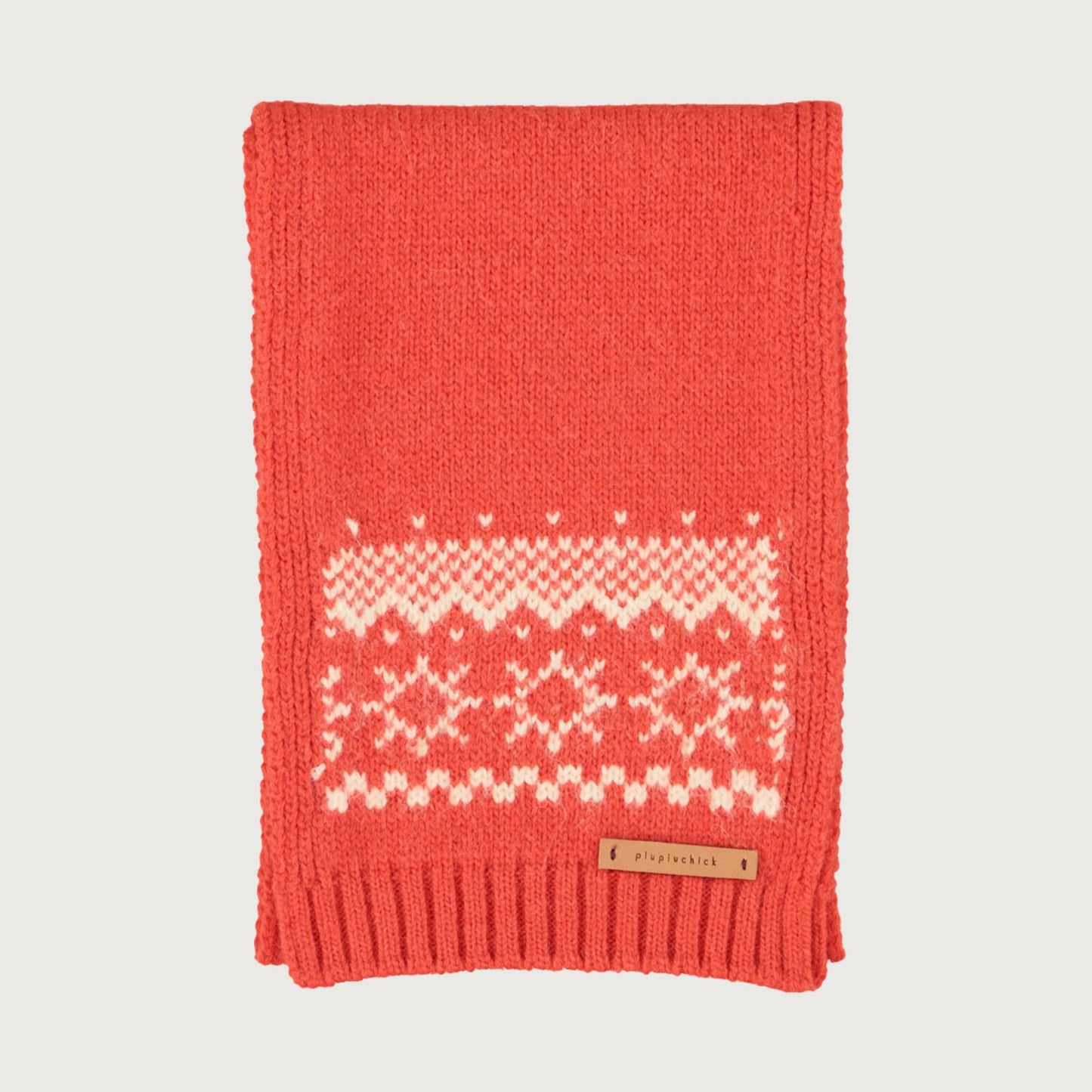 Piupiuchick Jacquard knitted scarf red