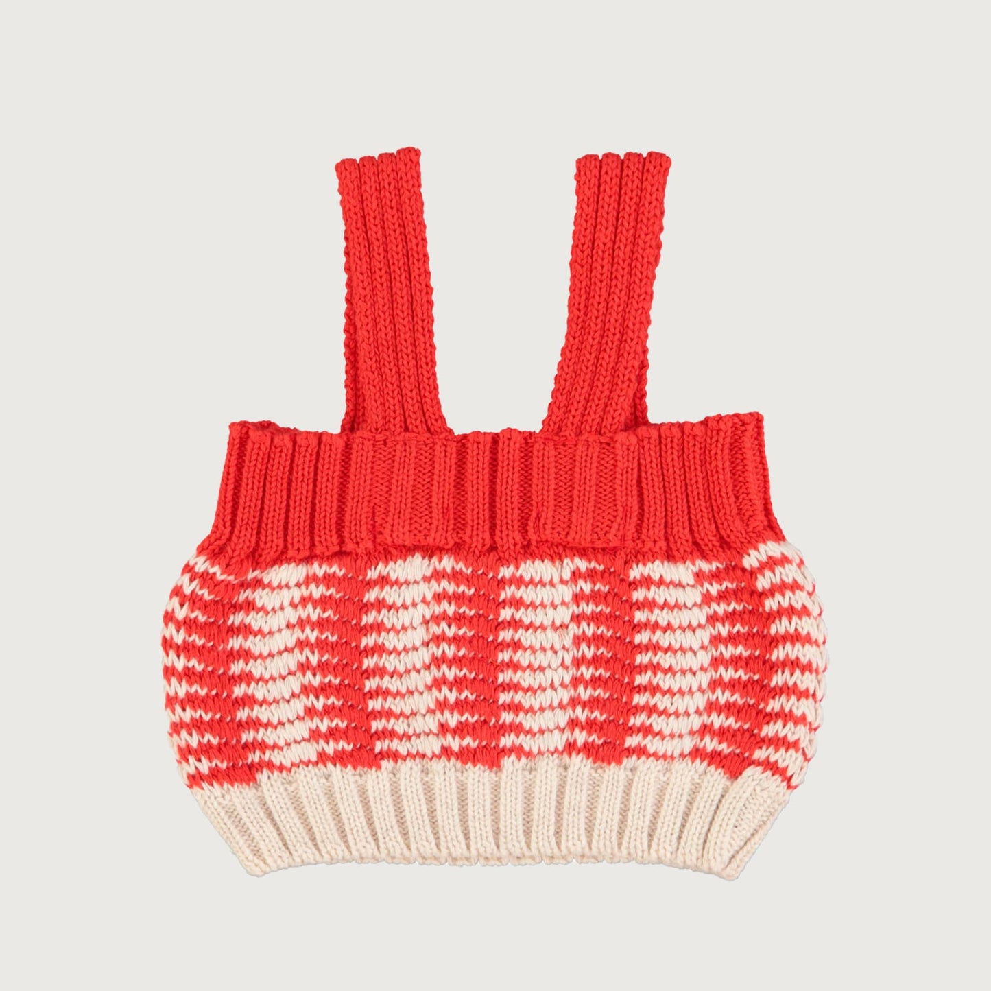 Piupiuchick knitted top with straps ECRU & RED STRIPES / 8Y