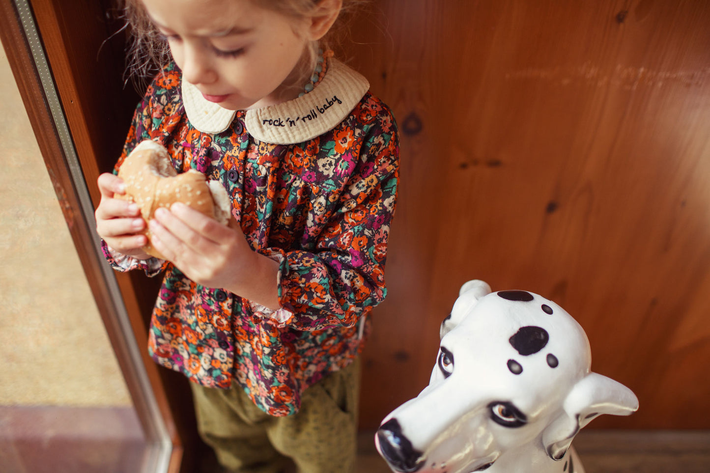 Piupiuchick Peter pan collar blouse multicolor flowers / 4Y