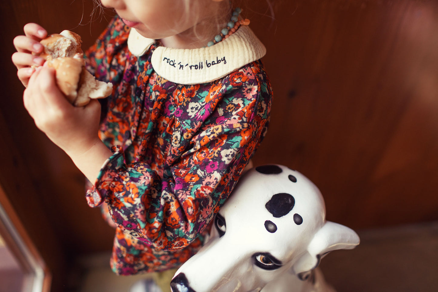 Piupiuchick Peter pan collar blouse multicolor flowers / 4Y