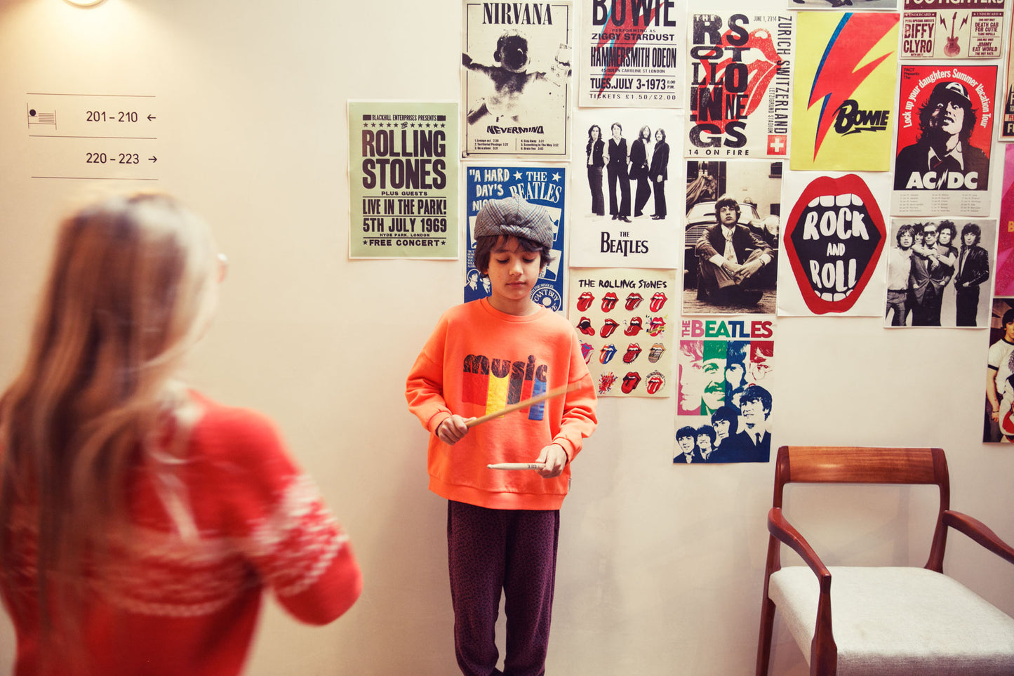 Piupiuchick Sweatshirt orange with MUSIC print