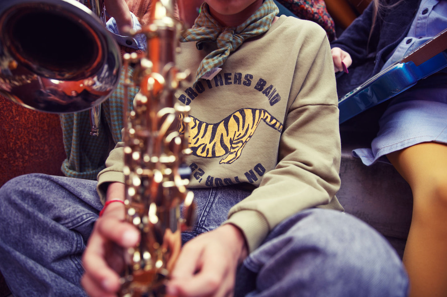 Piupiuchick Sweatshirt olive green with TIGER print