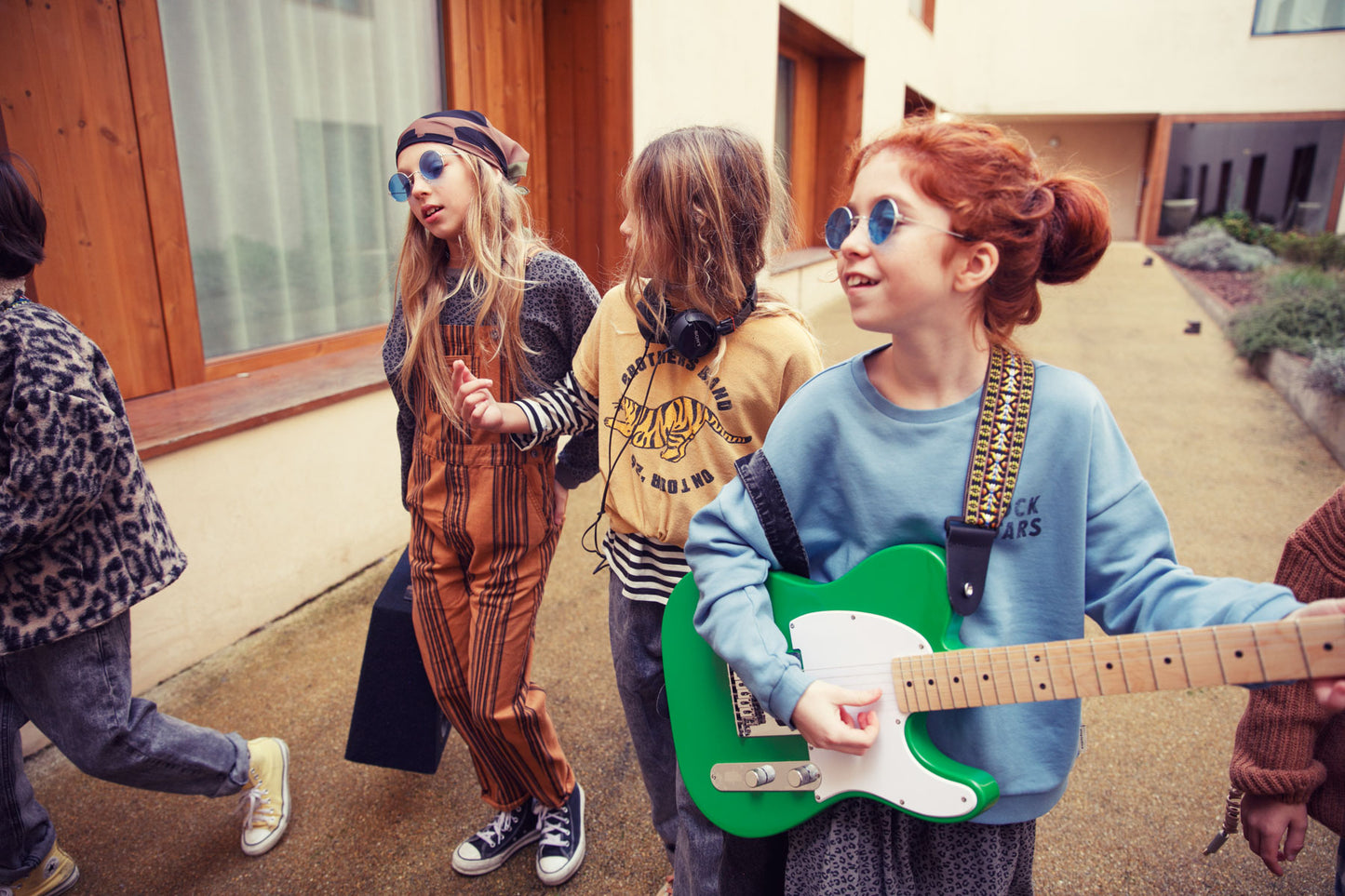 Piupiuchick Sweatshirt blue with ROCK STARS print