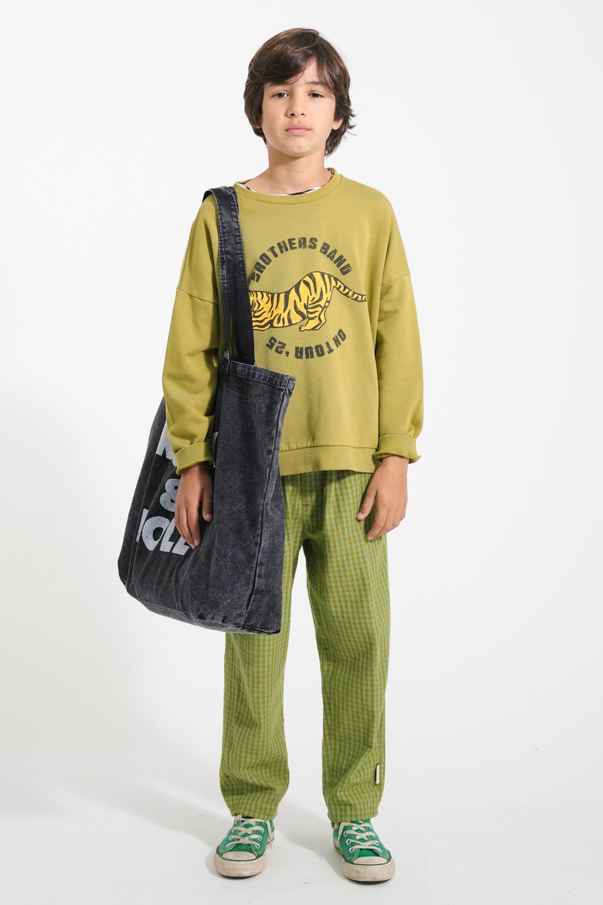 Piupiuchick Sweatshirt olive green with TIGER print
