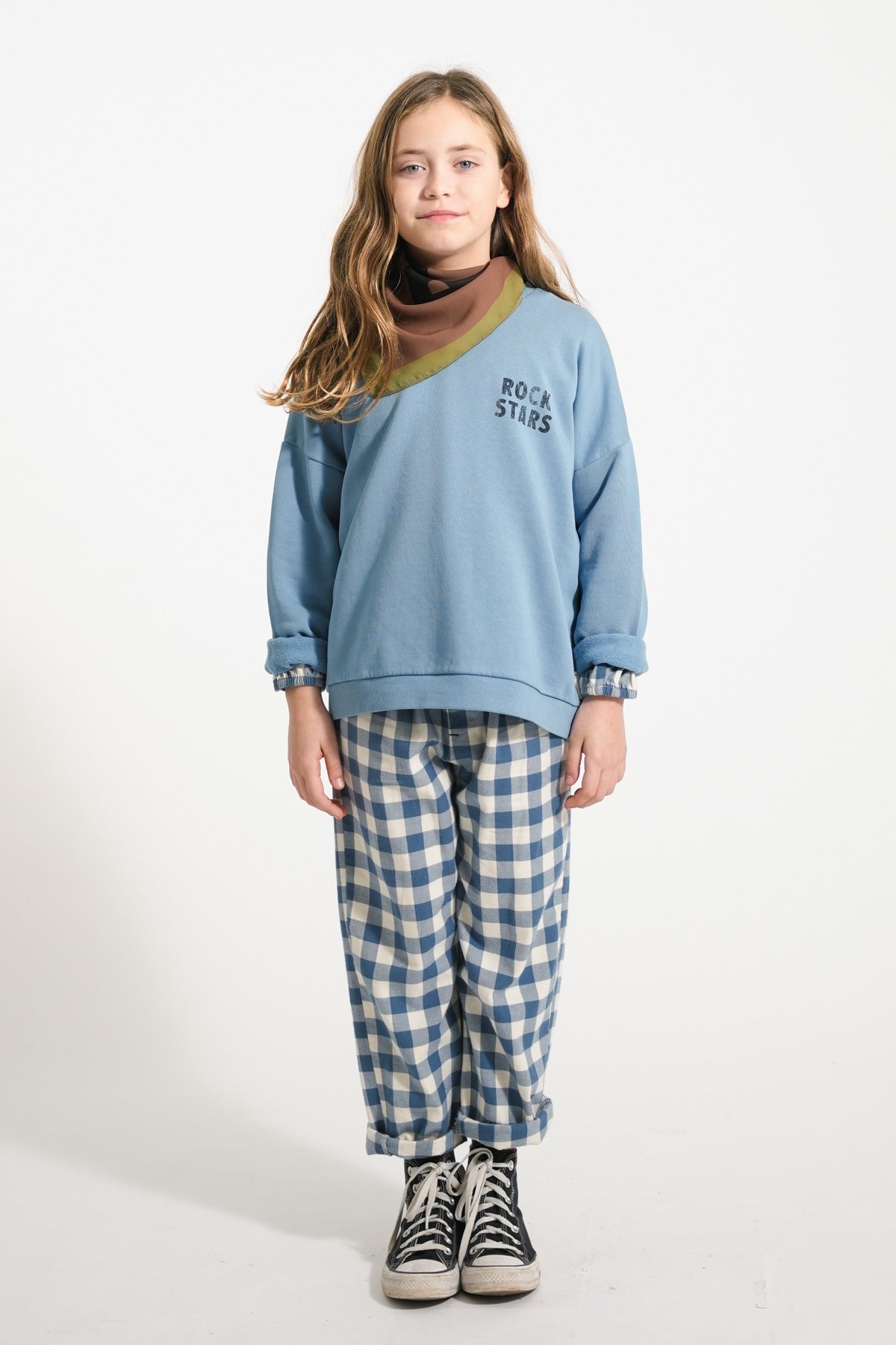 Piupiuchick Sweatshirt blue with ROCK STARS print
