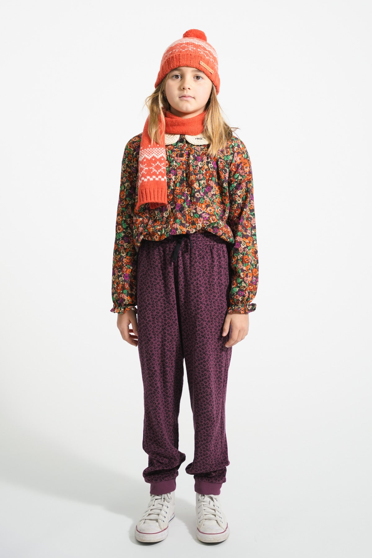Piupiuchick Peter pan collar blouse multicolor flowers / 4Y