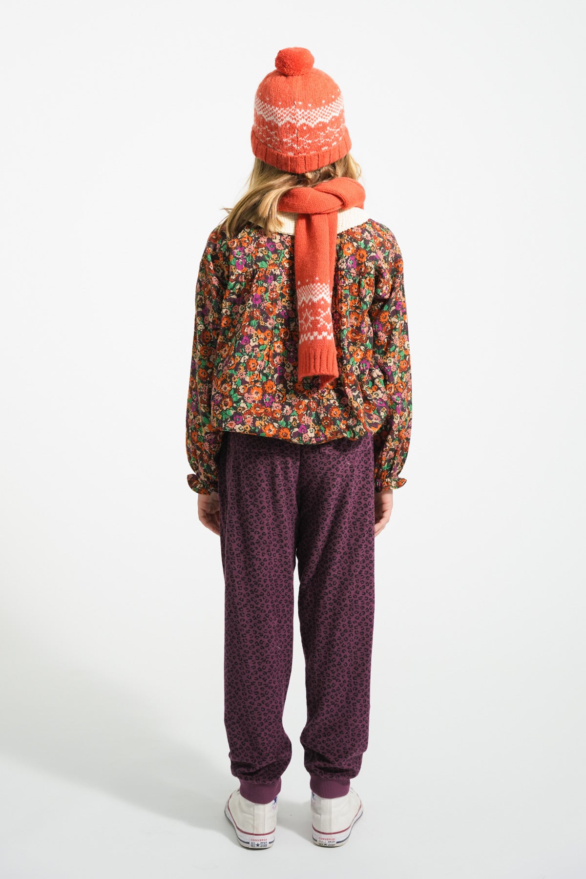 Piupiuchick Jacquard knitted hat with pompon red