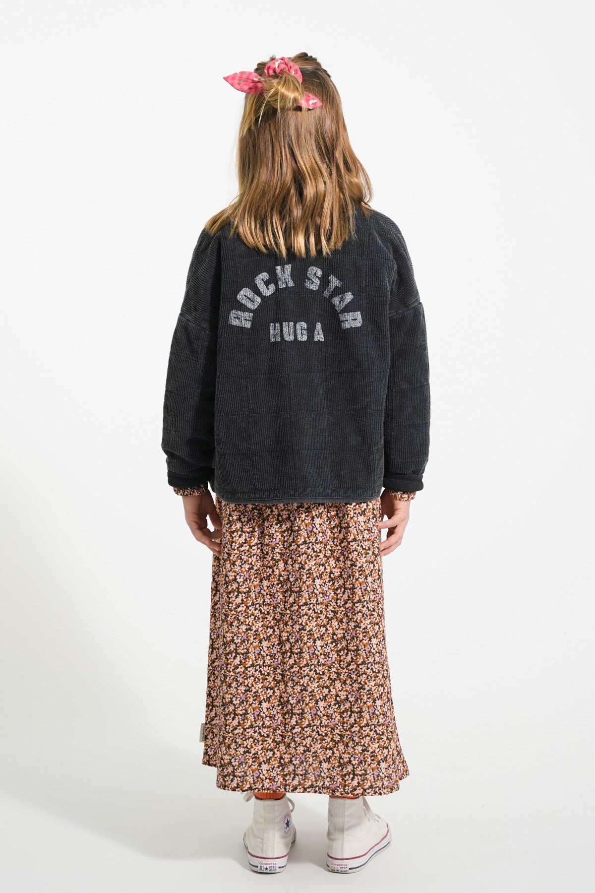 Piupiuchick Padded jacket washed black with ROCK STAR print