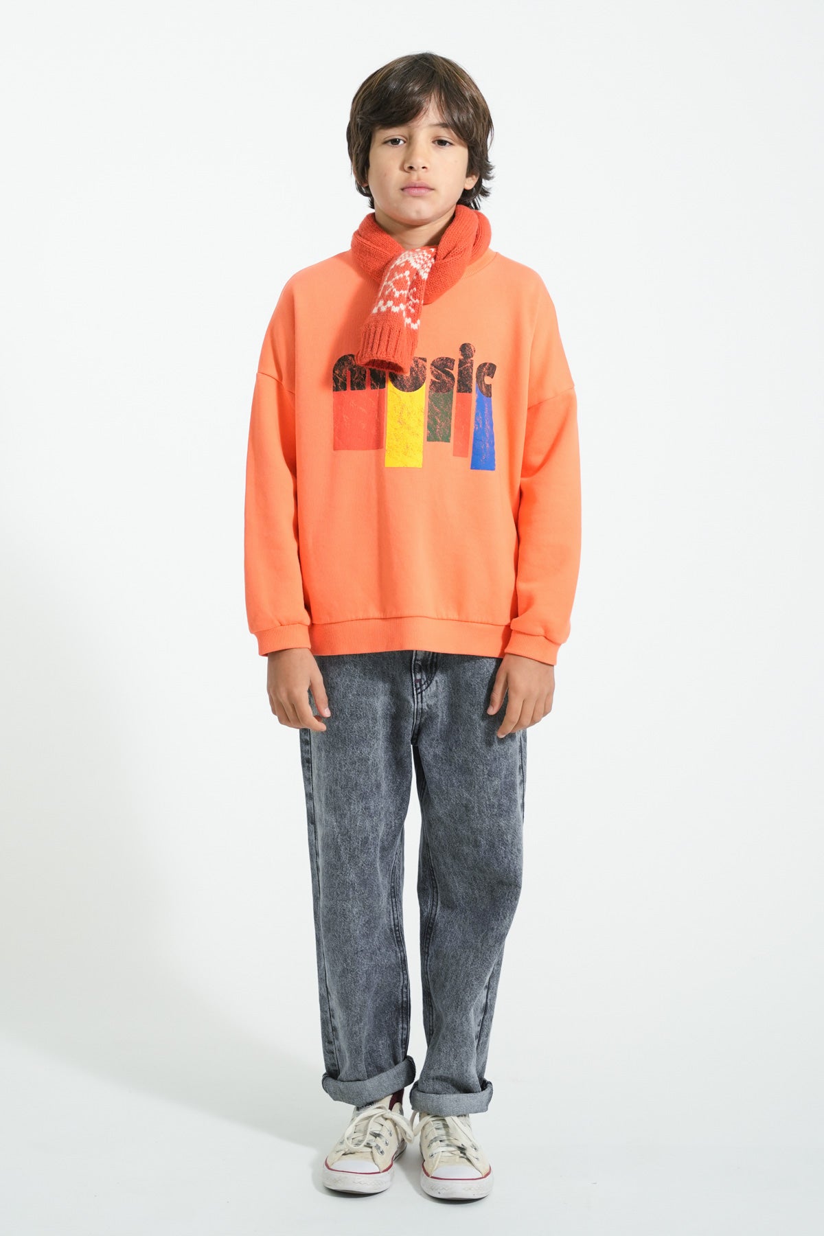 Piupiuchick Sweatshirt orange with MUSIC print