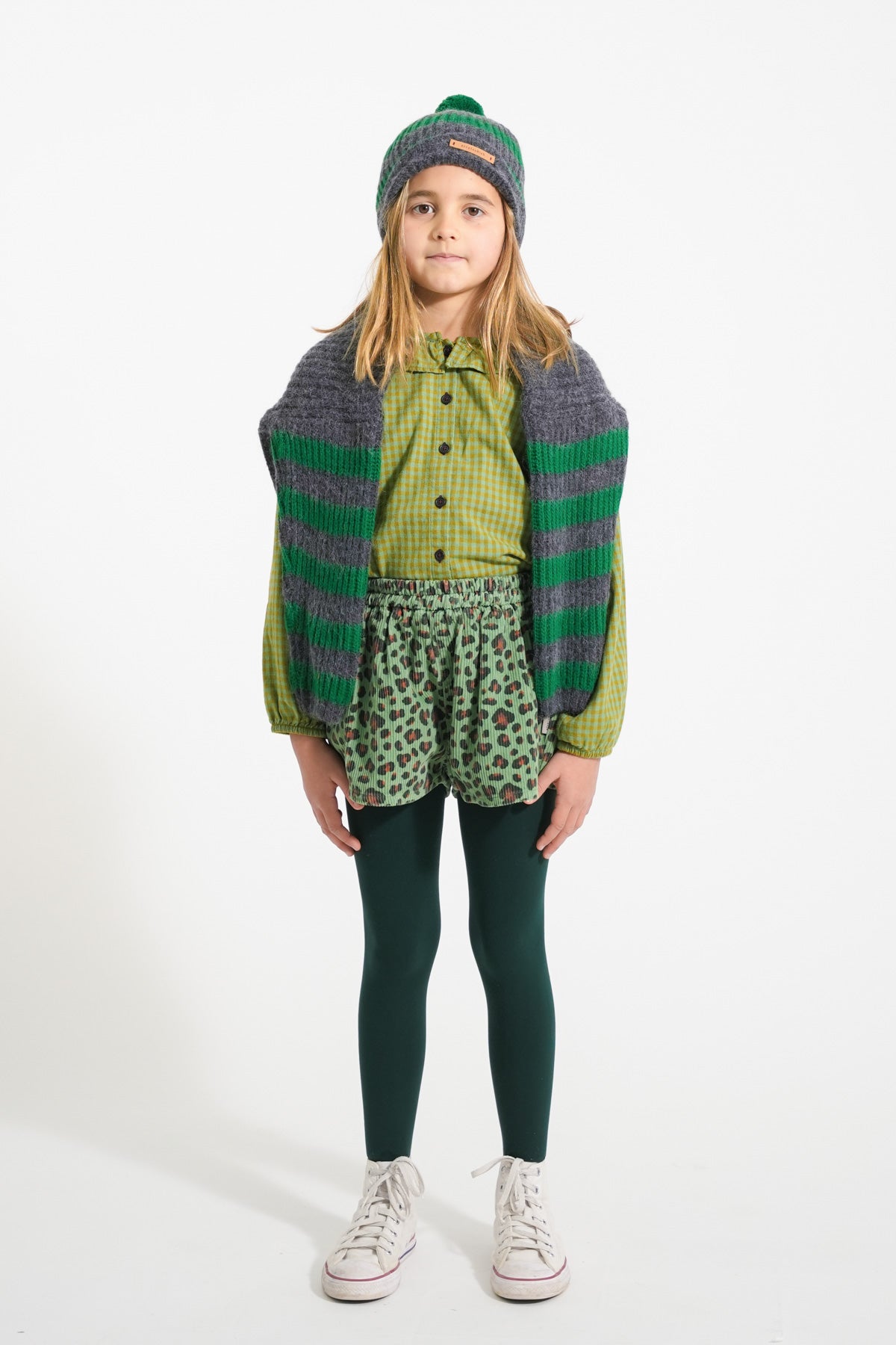 Piupiuchick GREEN shorts with animal print