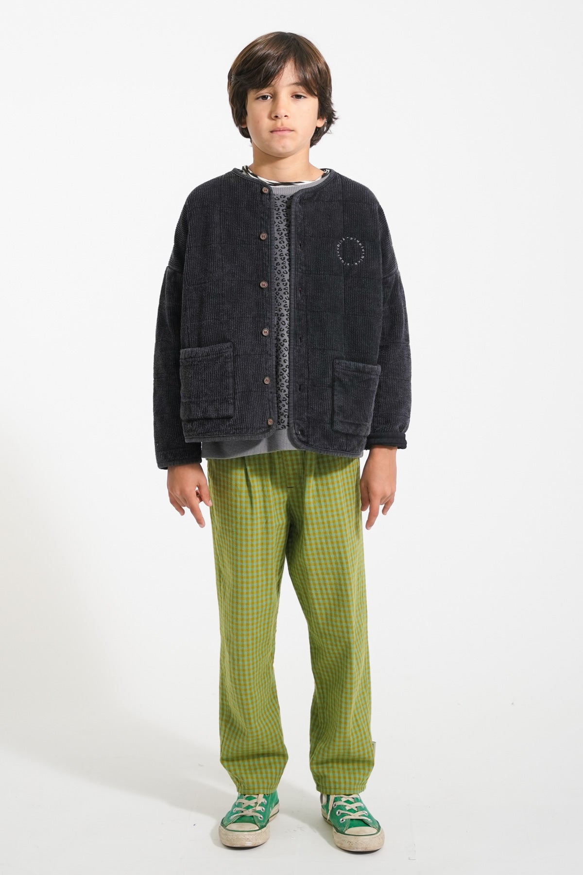 Piupiuchick Padded jacket washed black with ROCK STAR print