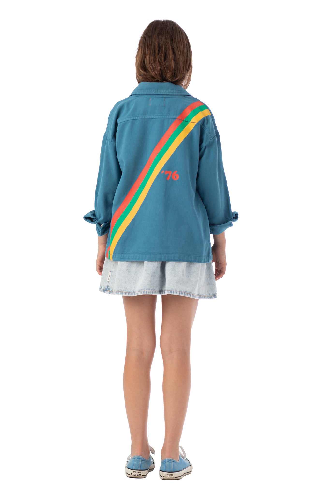 Piupiuchick blue jacket with MULTICOLOR STRIPES / 8Y