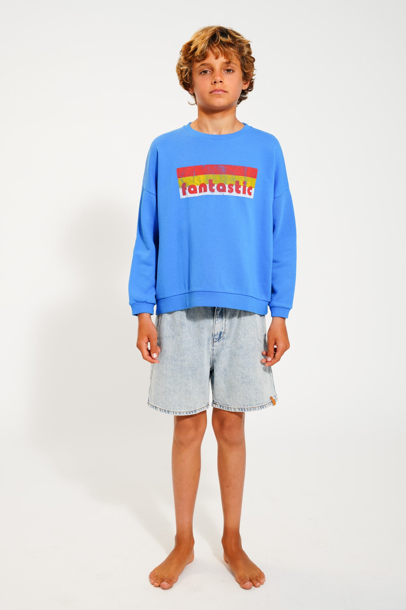 Piupiuchick blue sweatshirt with FANTASTIC print
