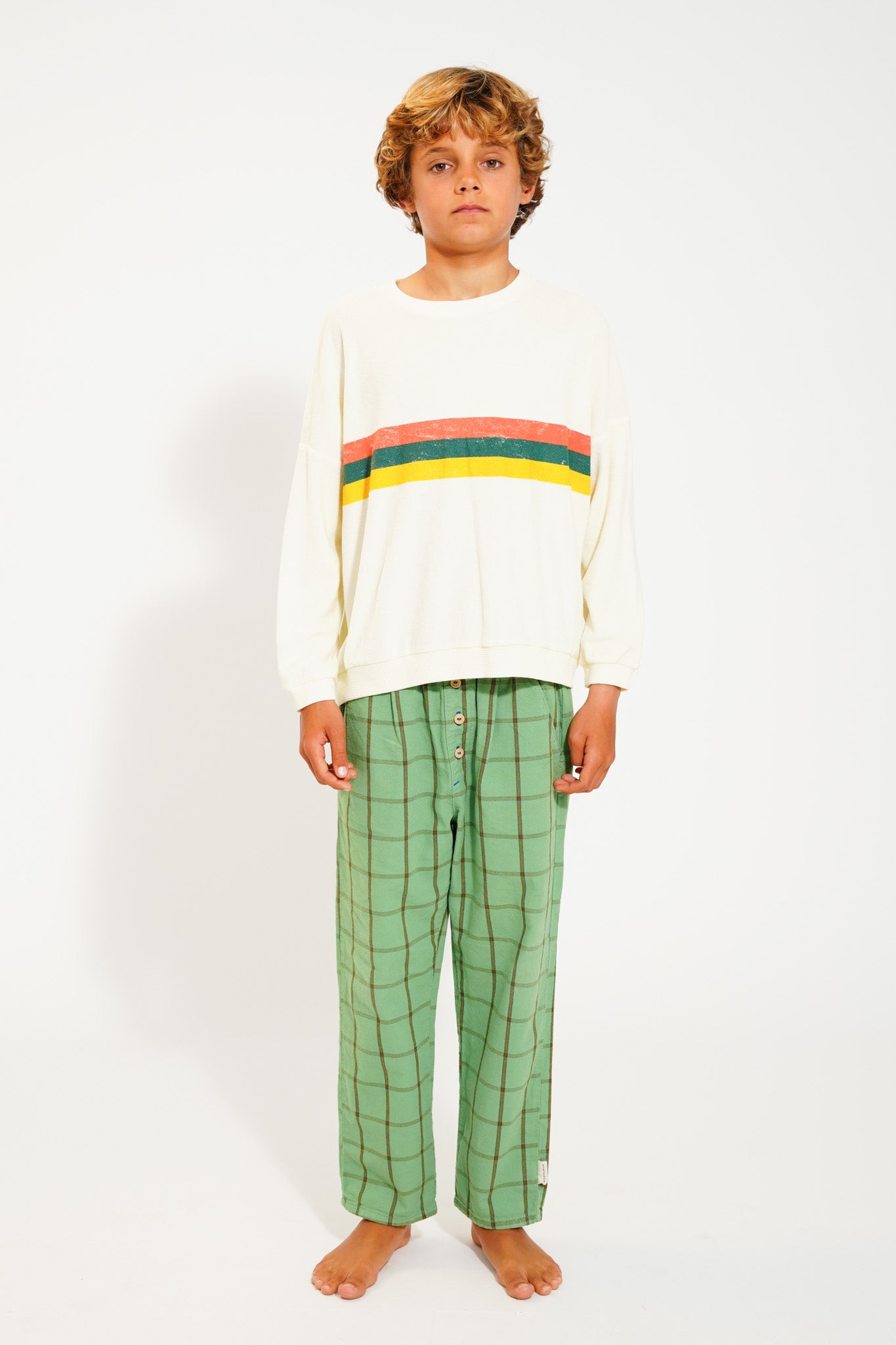 Piupiuchick ecru sweatshirt with multicolor STRIPES print