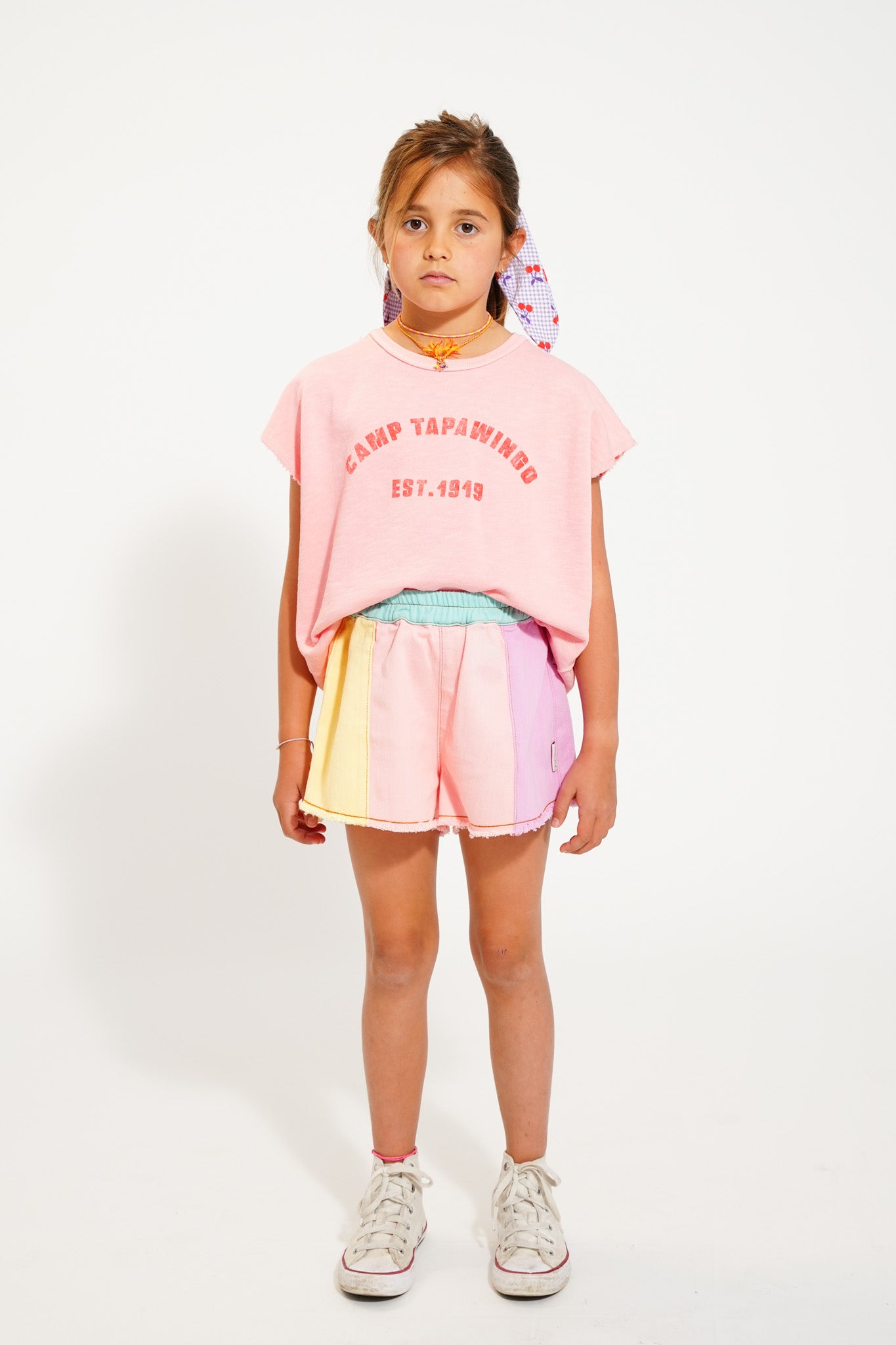Piupiuchick shorts with fringes MULTICOLOR PASTELS