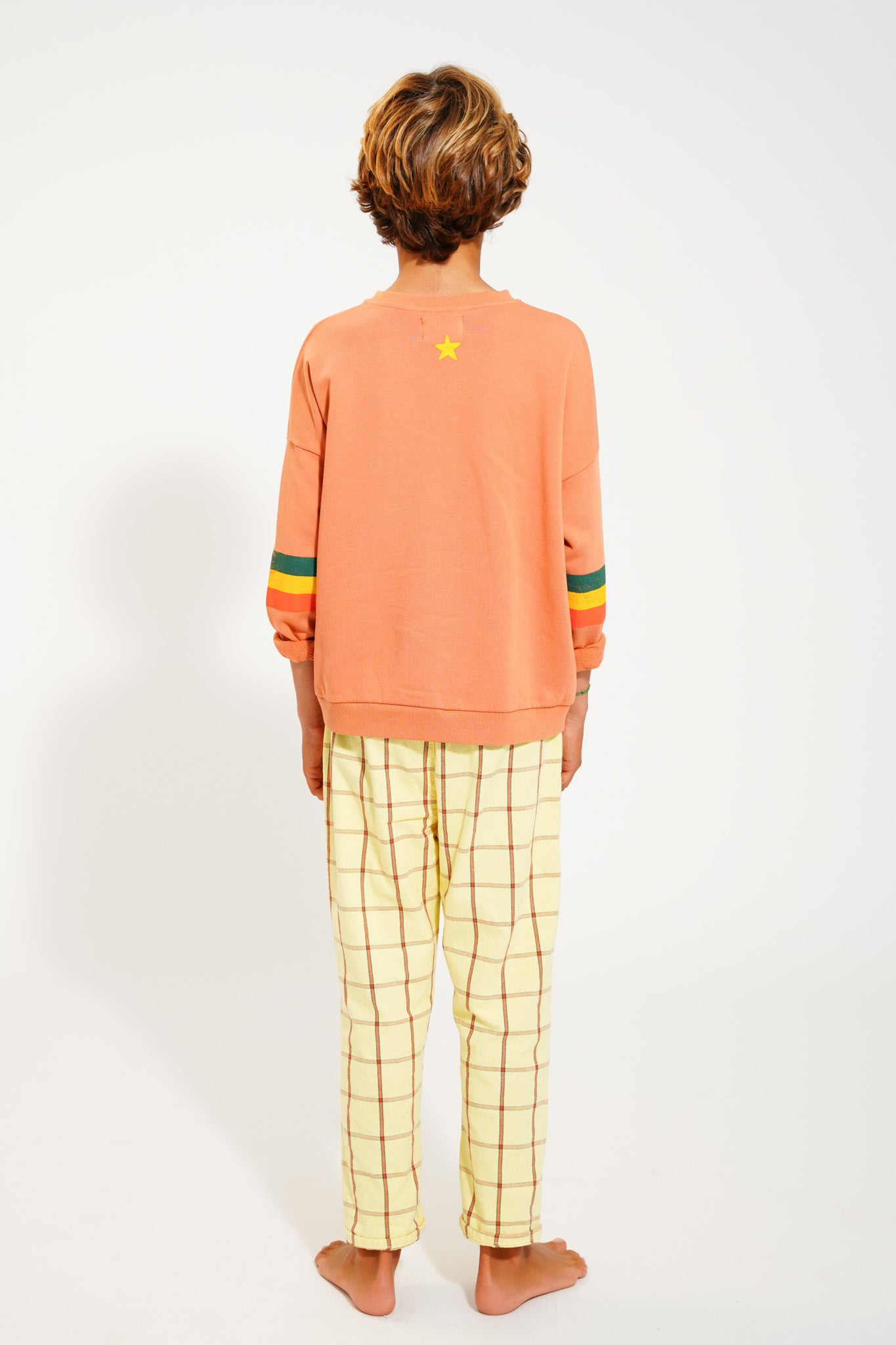Piupiuchick peach sweatshirt with MULTICOLOR STRIPES