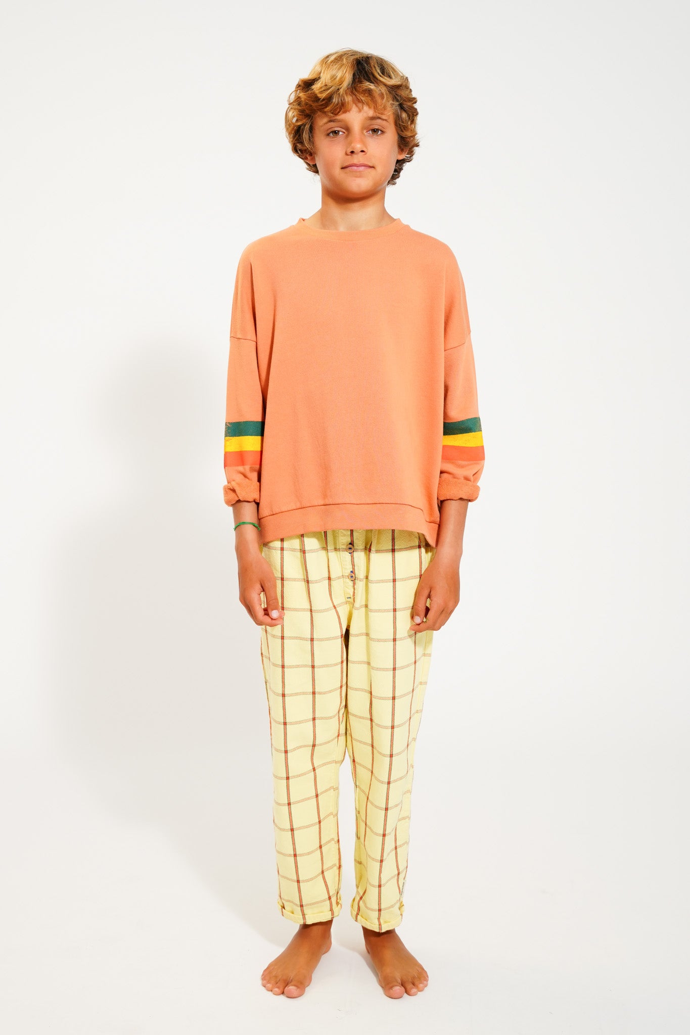 Piupiuchick peach sweatshirt with MULTICOLOR STRIPES