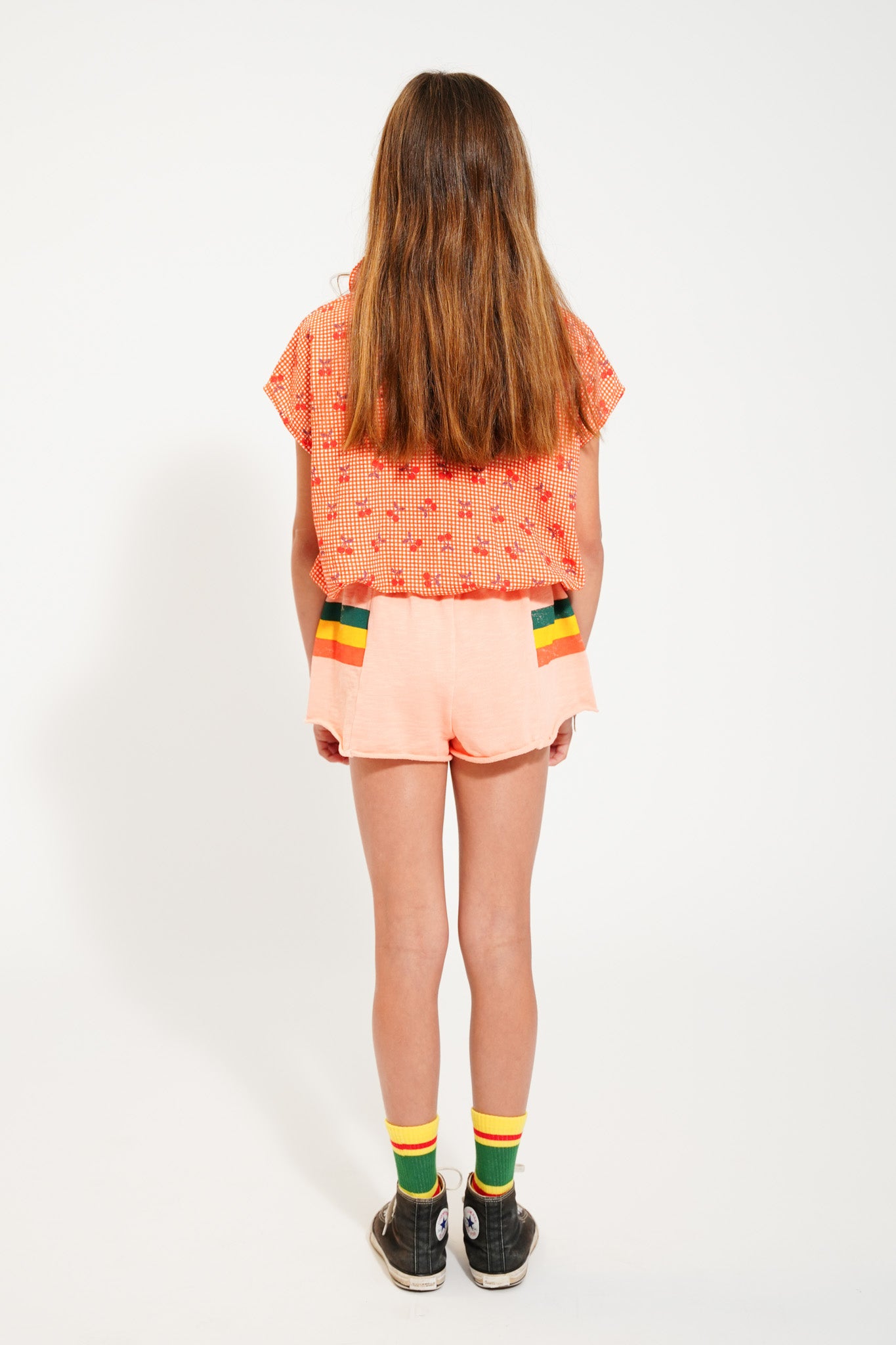 Piupiuchick pink shorts with multicolor STRIPES